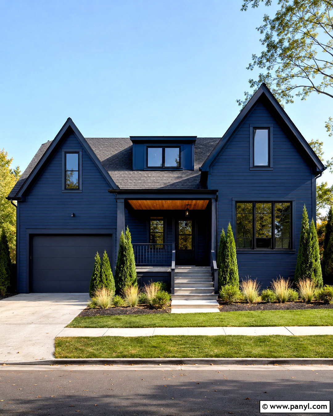 Monochromatic Navy Blue Exterior - 20 navy blue exterior house colors