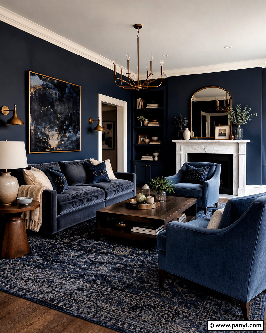 Monochromatic Navy Blue Living Room - 20 navy blue living room color scheme ideas