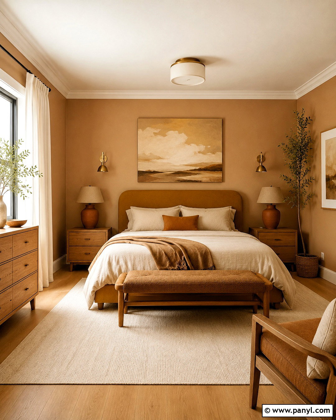 Monochromatic Ochre Bedroom - 20 ochre color palette ideas