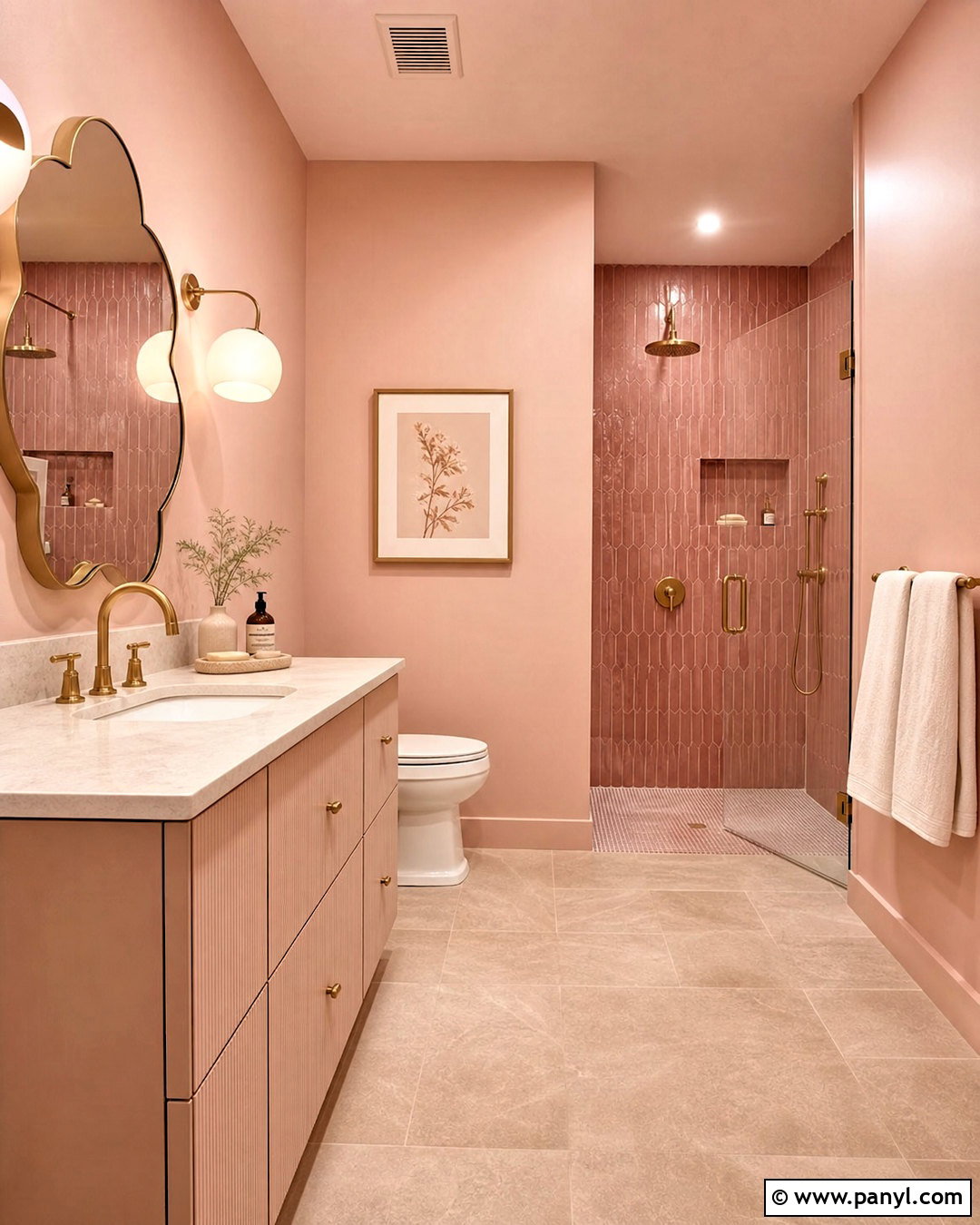 Monochromatic Soft Pink Bathroom - 20 soft pink bathroom ideas