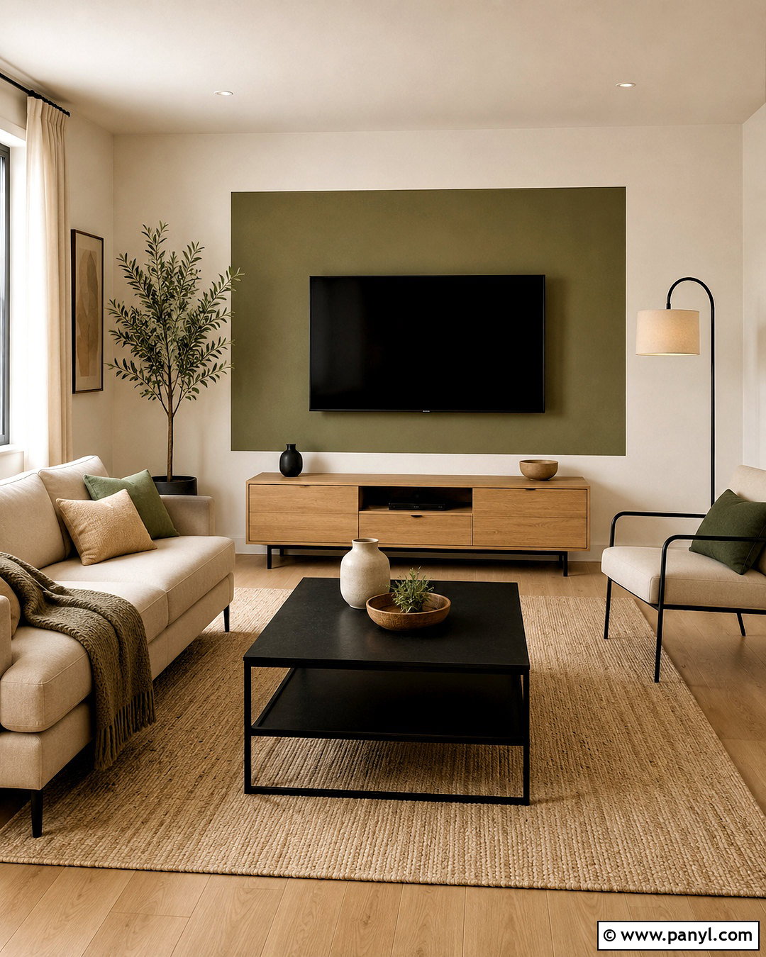 Monochromatic TV Wall - 20 living room tv wall paint ideas