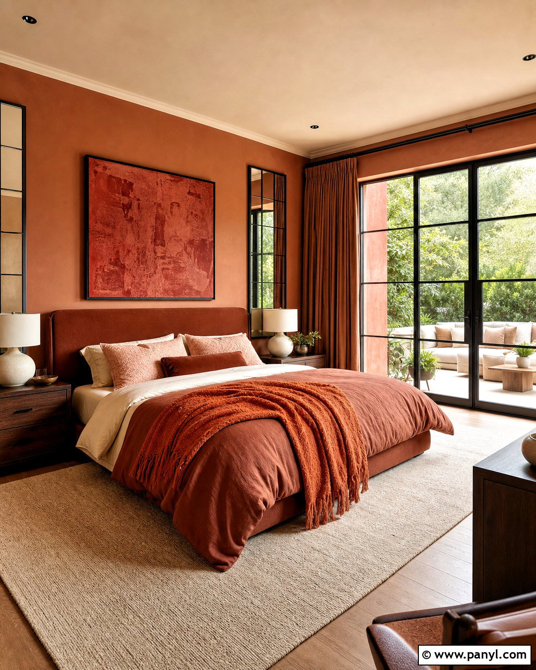 Monochromatic Terracotta Bedroom - 20 terracotta color palette bedrooms