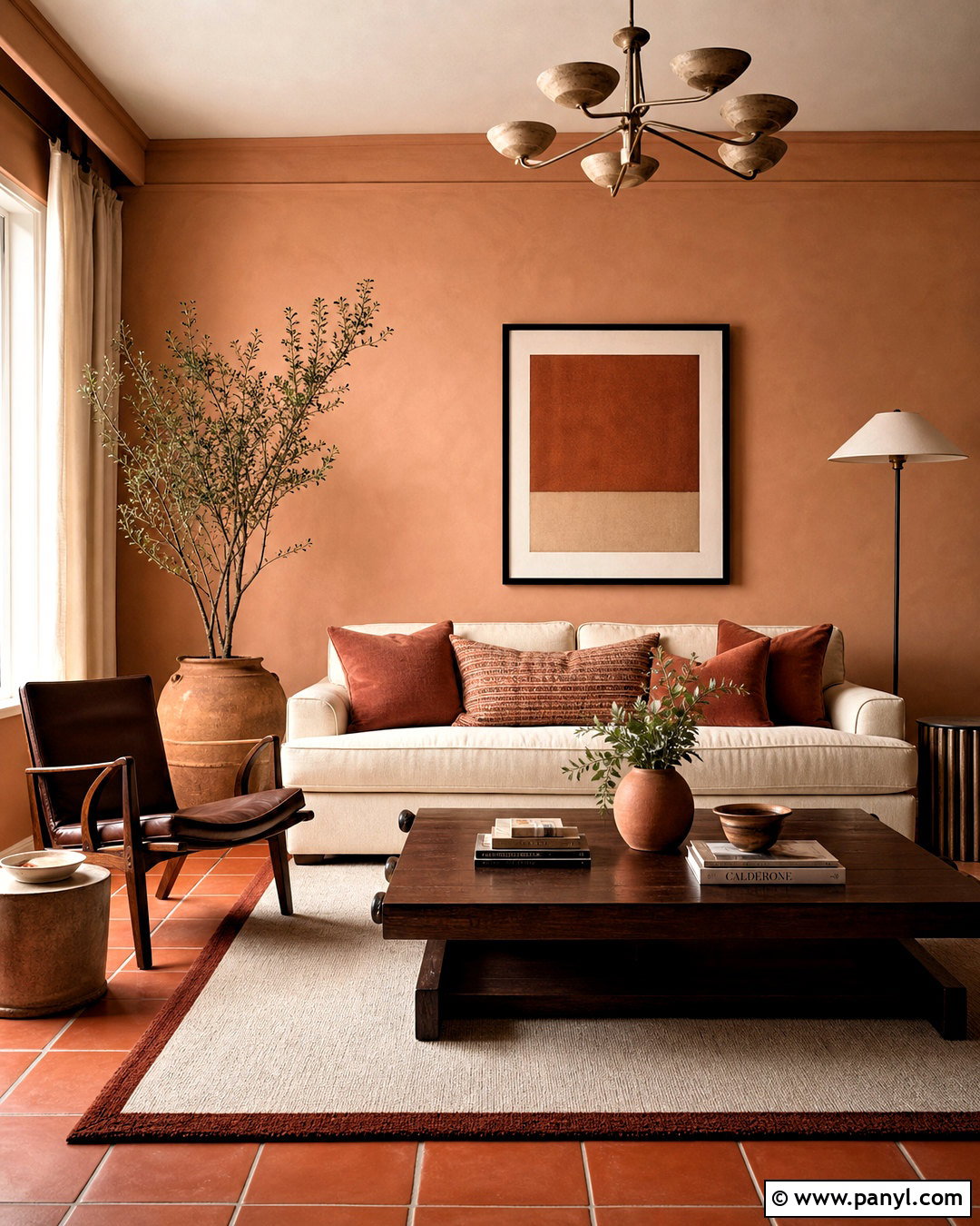 Monochromatic Terracotta Living Room - 20 terracotta tiles living room ideas