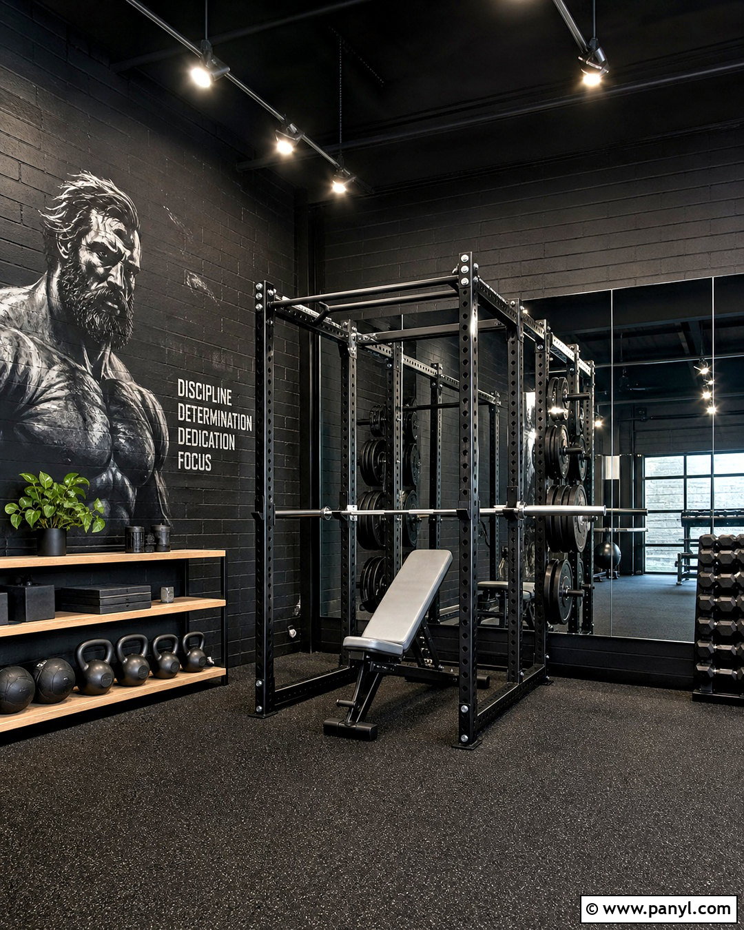 Monochrome Black Gym Wall - 20 gym wall painting ideas