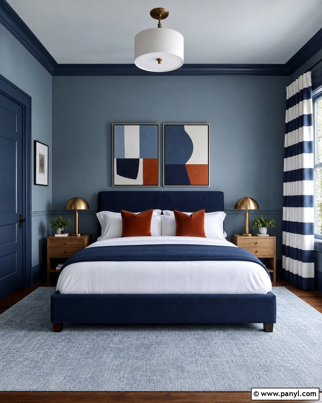 Monochrome Blue Bedroom Walls - 50 paint ideas for walls