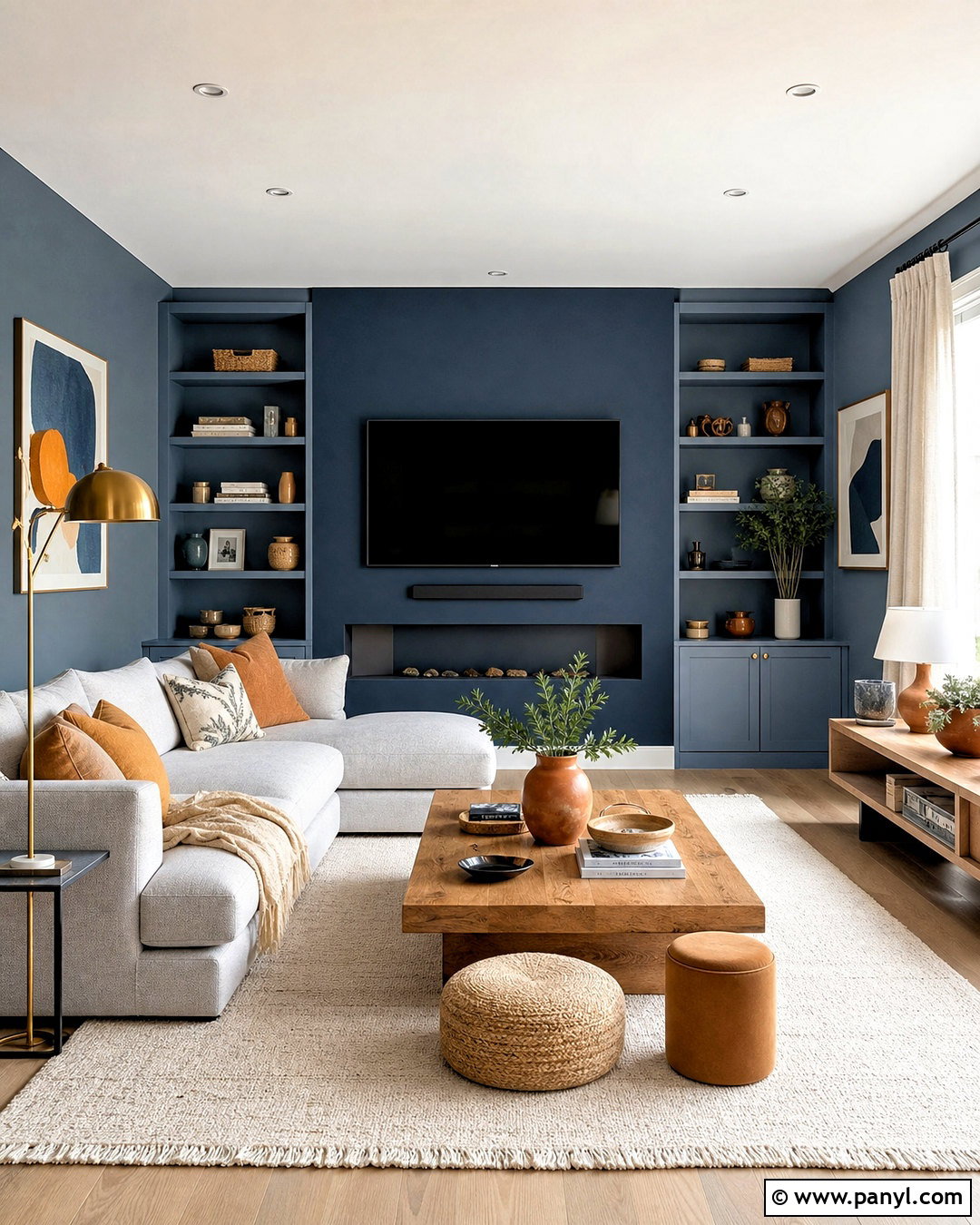 Monochrome Blue Hall Wall Paint - 20 wall paint designs for hall ideas