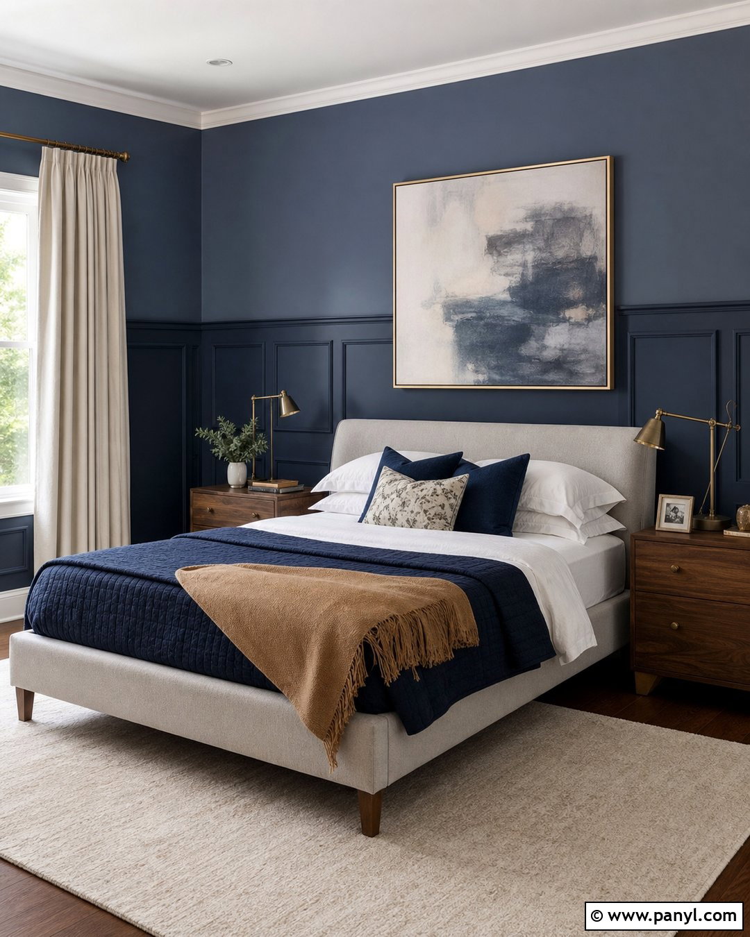 Monochrome Blue Wainscoting Bedroom - 35 blue wainscoting ideas