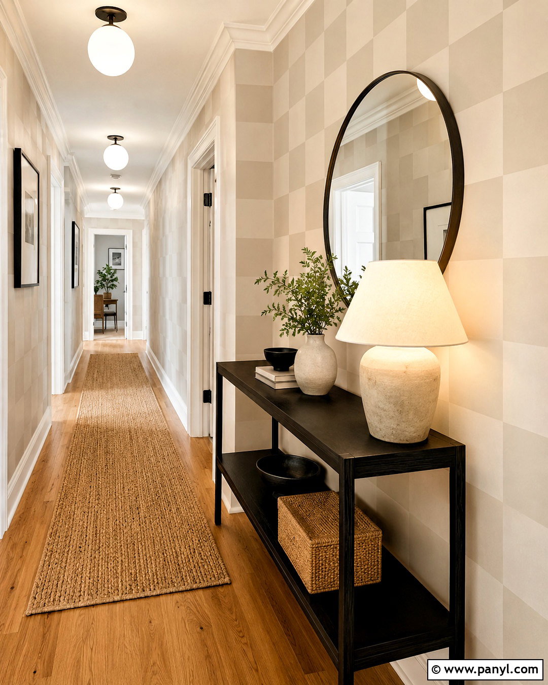 Monochrome Checkerboard Hallway Wall - 20 checkerboard wall ideas