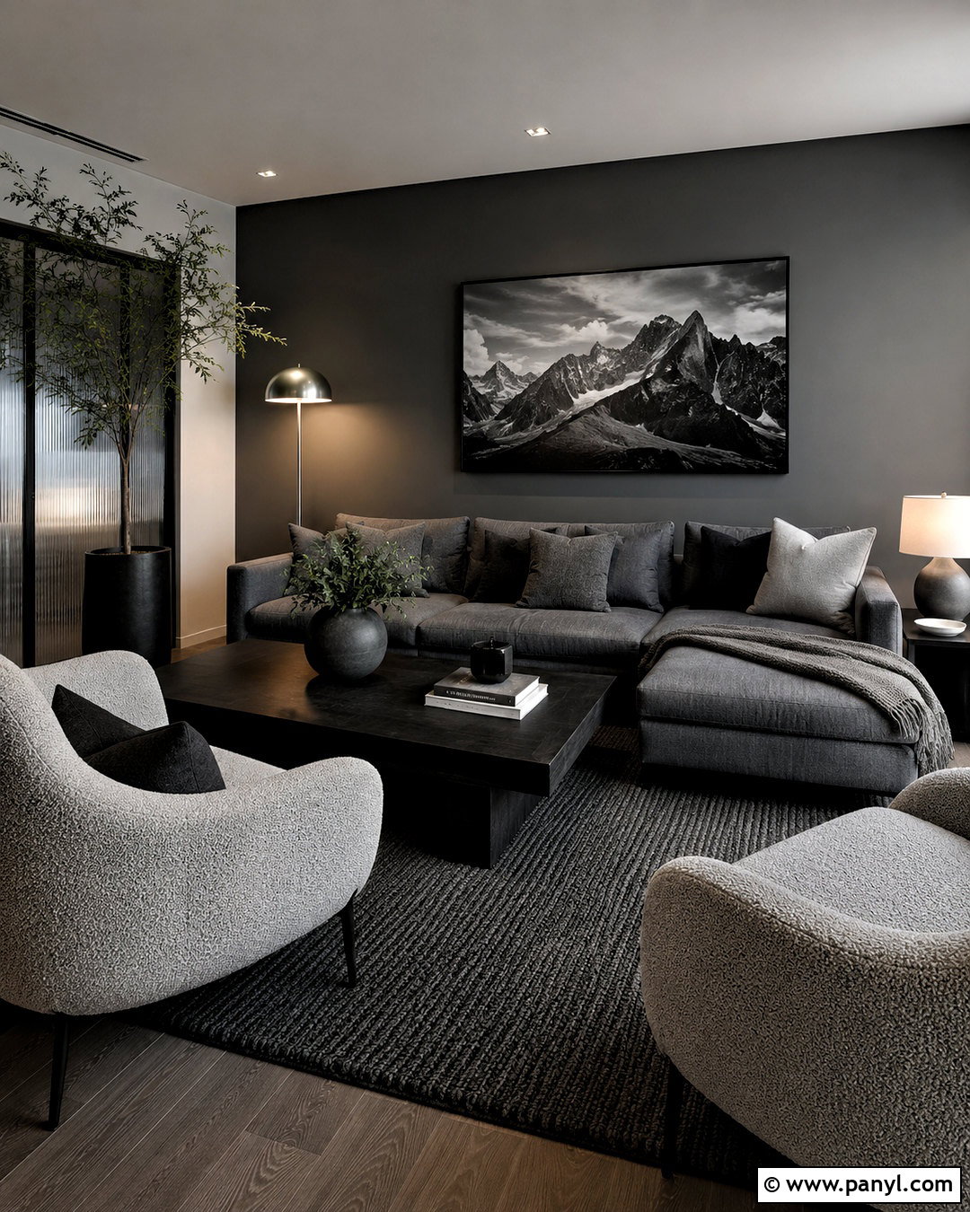 Monochrome Dark Gray Living Room - 20 dark gray living room ideas