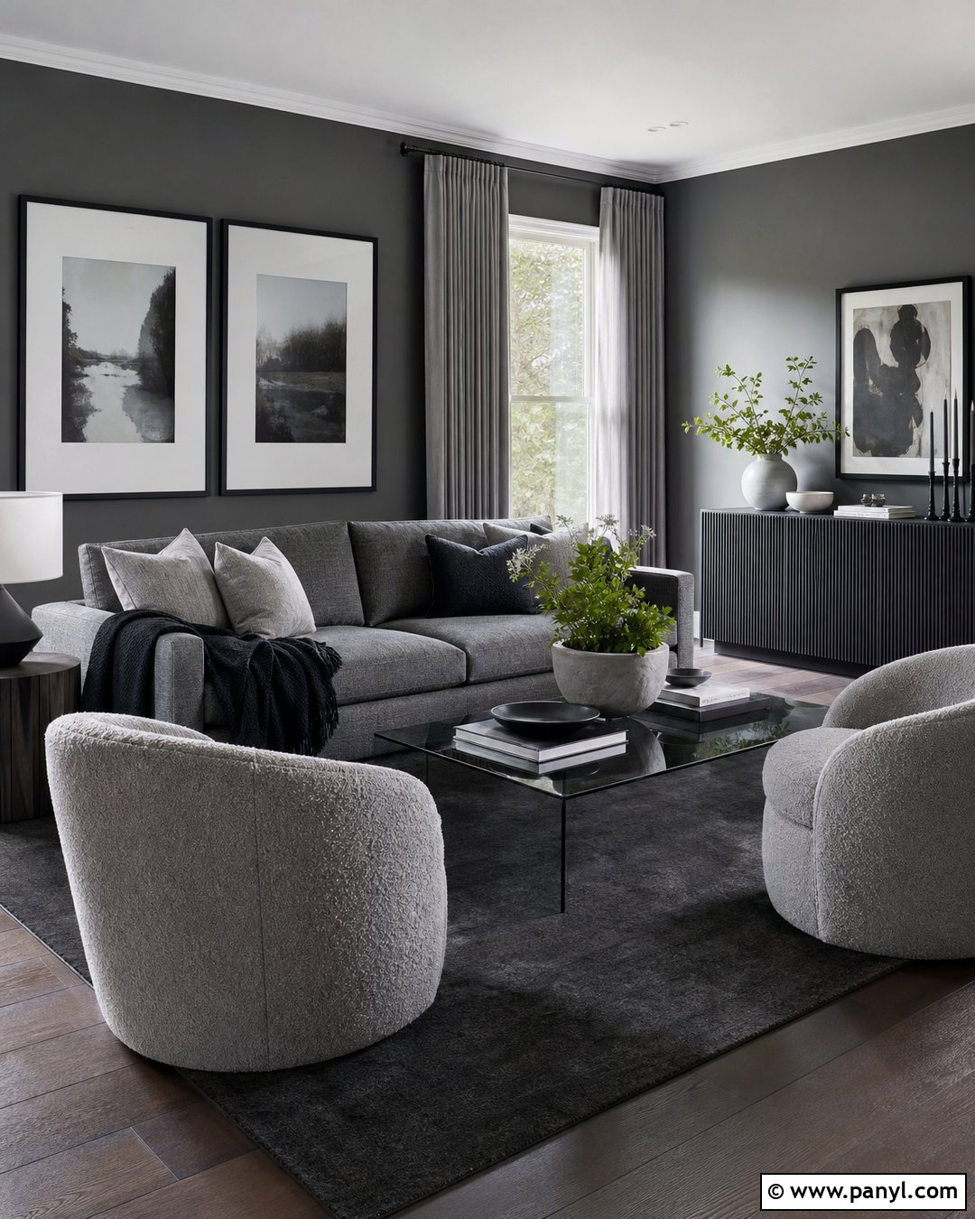 Monochrome Dark Grey Living Room Walls - 30 Dark Grey Living Room Walls