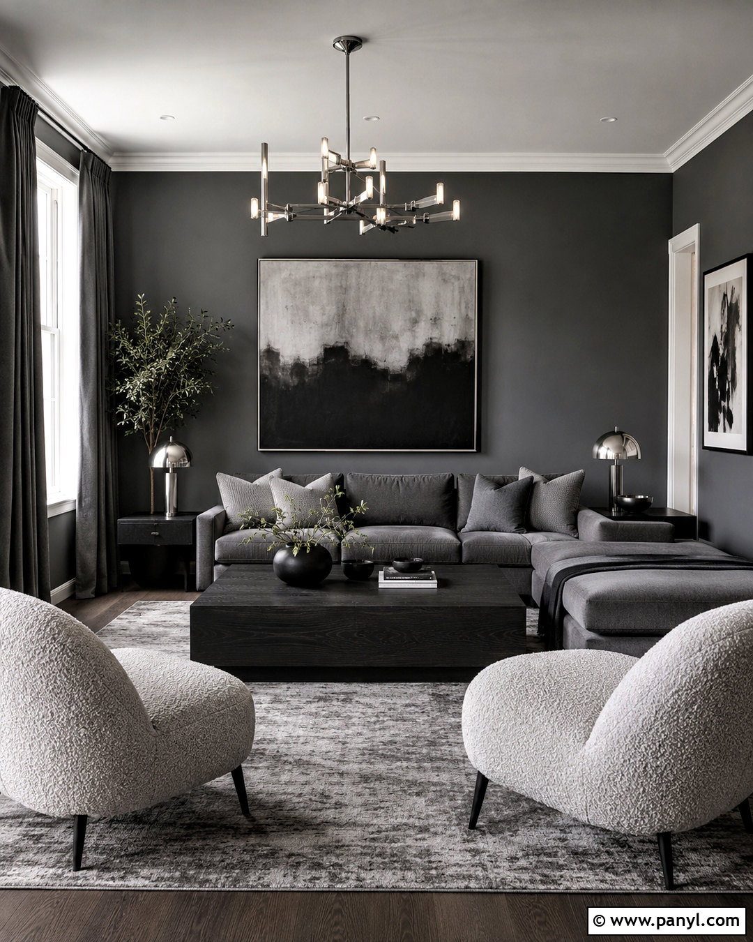 Monochrome Dark Grey Living Room - 20 dark grey living room ideas