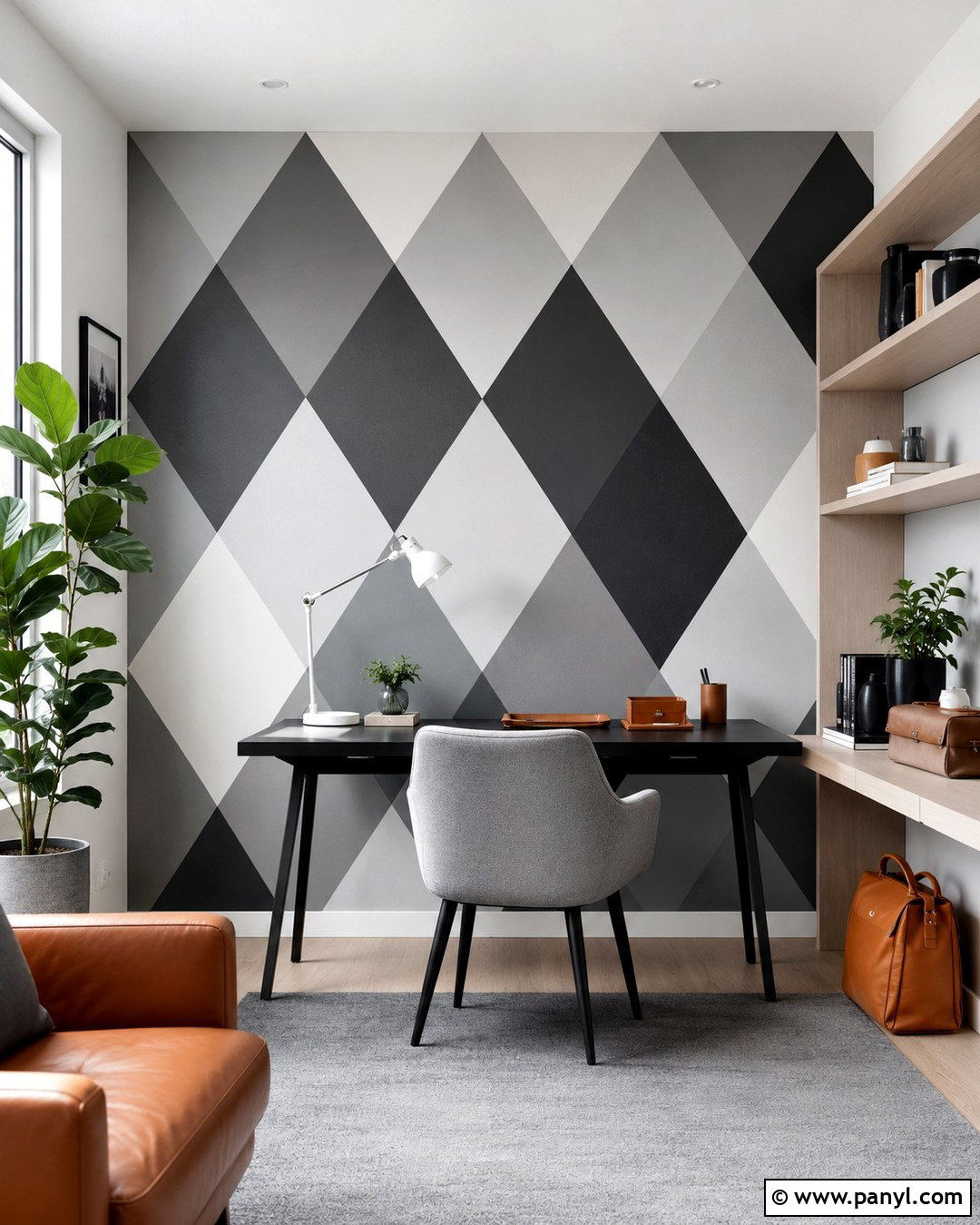 Monochrome Diamond Geometric Wall - 20 Modern Geometric Wall Paint Ideas