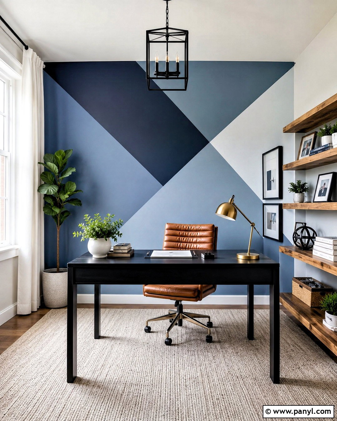 Monochrome Geometric Painters Tape Wall - 20 painters tape wall ideas