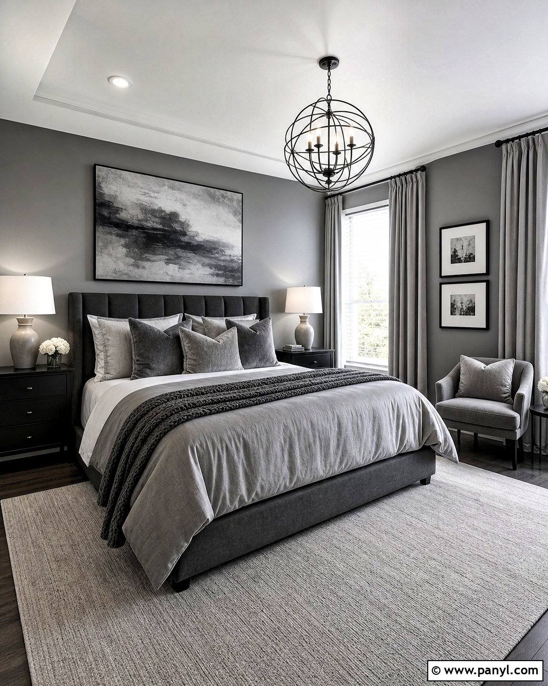Monochrome Gray Bedroom With Layered Textures - 20 gray walls bedroom ideas