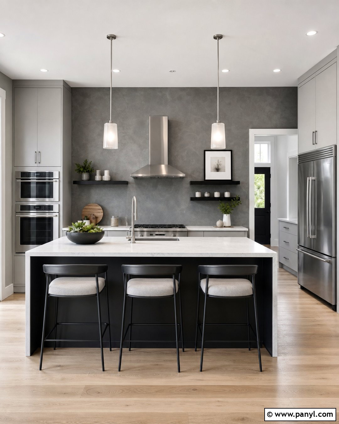 Monochrome Gray Kitchen Accent Wall - 20 Modern Kitchen With Gray Accent Wall Ideas