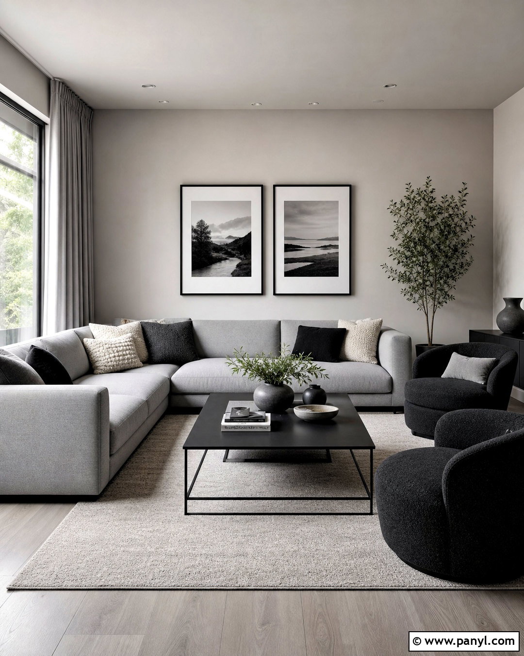 Monochrome Gray Living Room - 20 gray color palette living room ideas