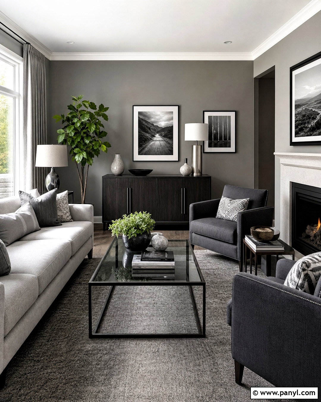 Monochrome Gray Living Room - 20 gray wall living room ideas