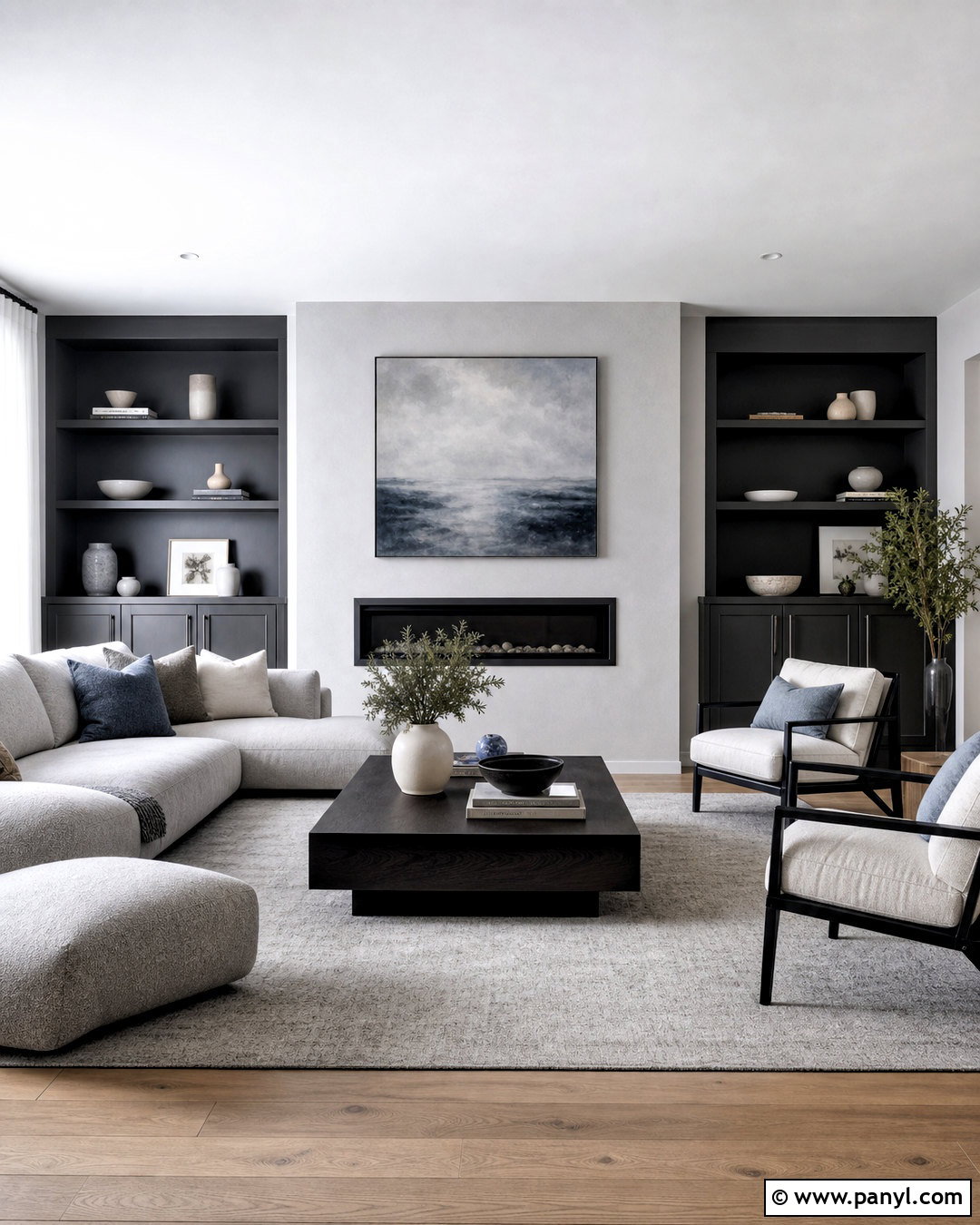 Monochrome Gray Living Room - 20 asian paints royale living rooms colour ideas