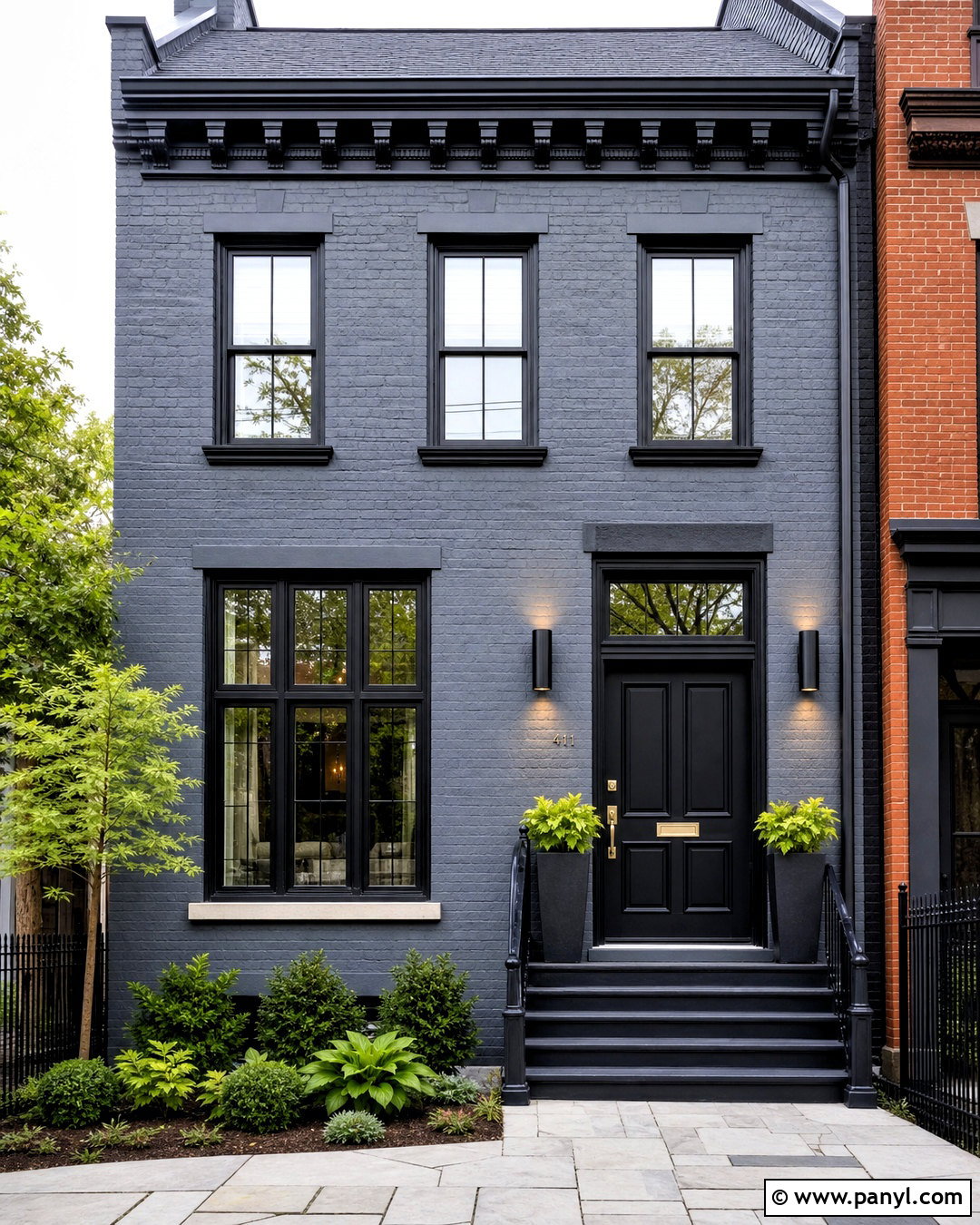 Monochrome Gray Painted Brick Townhouse - 20 grey painted brick ideas
