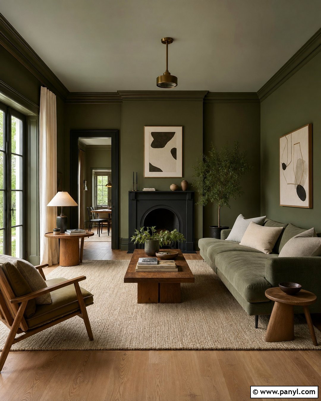 Monochrome Green Living Room Walls - 50 paint ideas for walls
