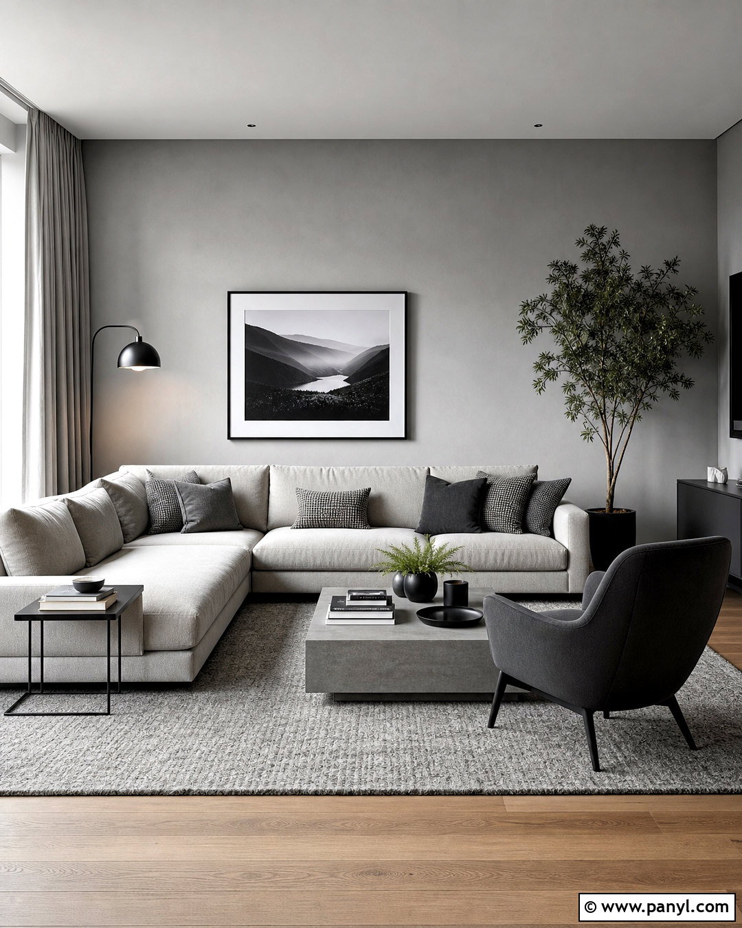 Monochrome Grey Wall Living Room - 20 grey wall living room ideas