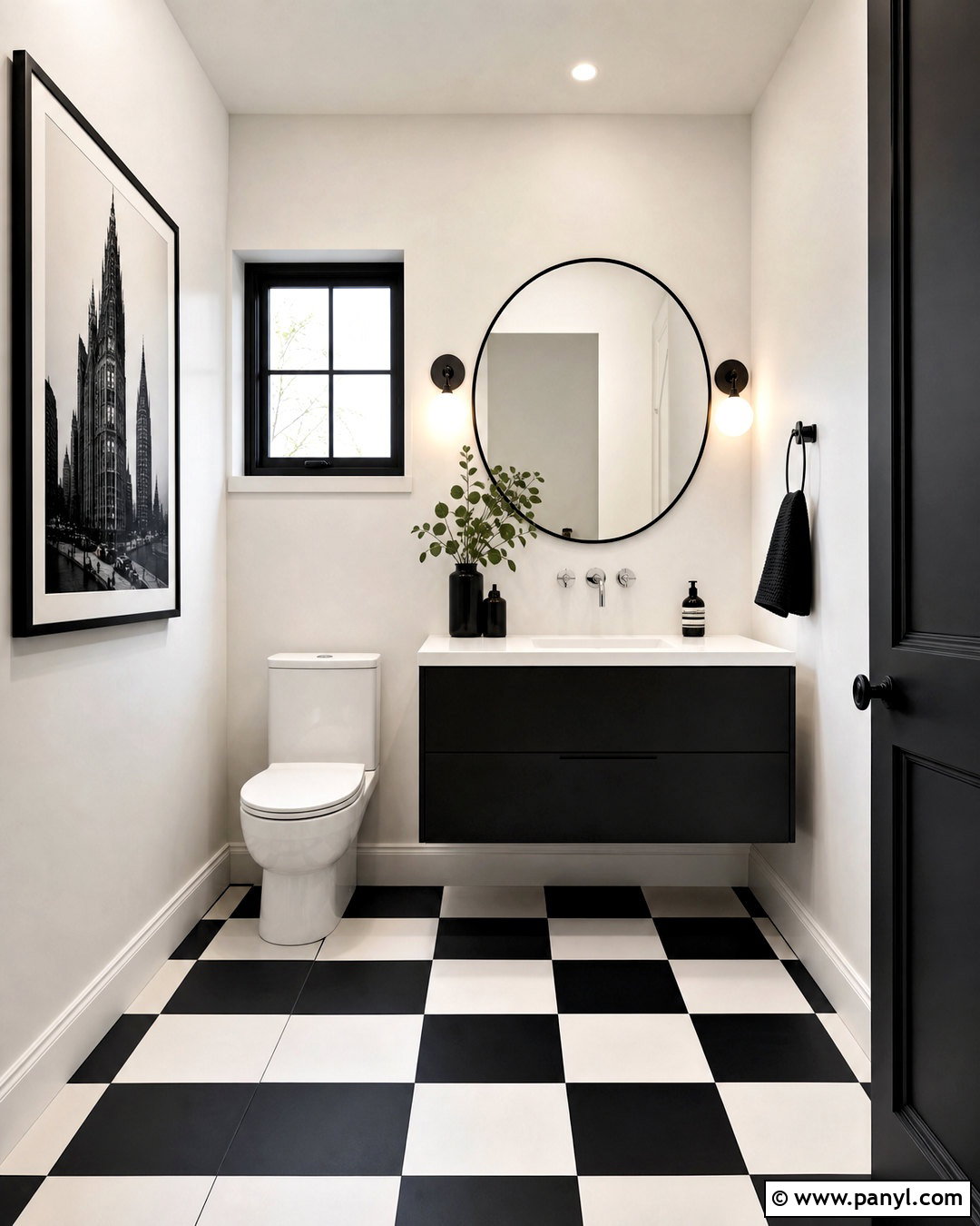 Monochrome Half Bathroom - 20 half bathroom inspiration ideas