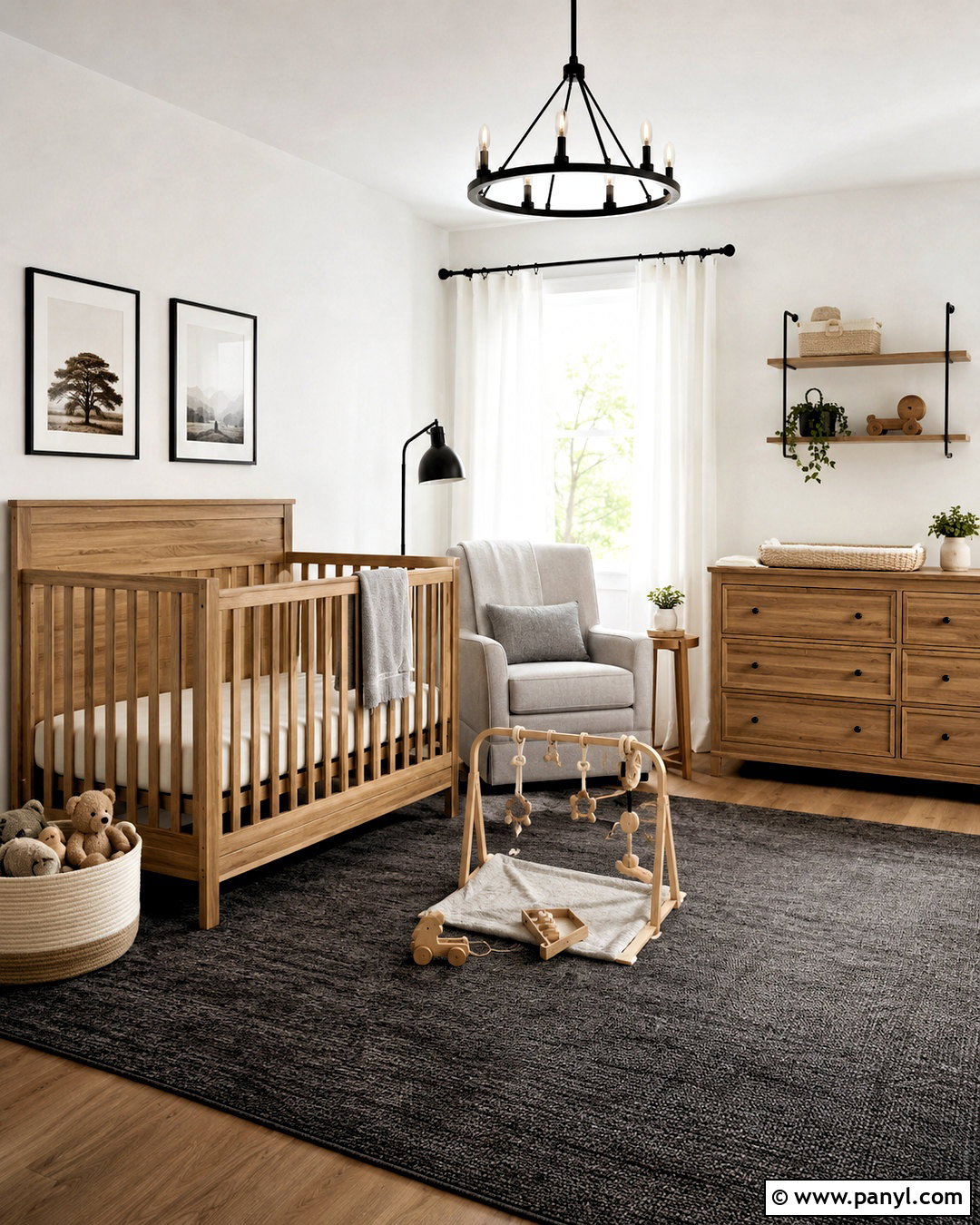 Monochrome Nursery With Natural Wood - 20 monochrome nursery ideas
