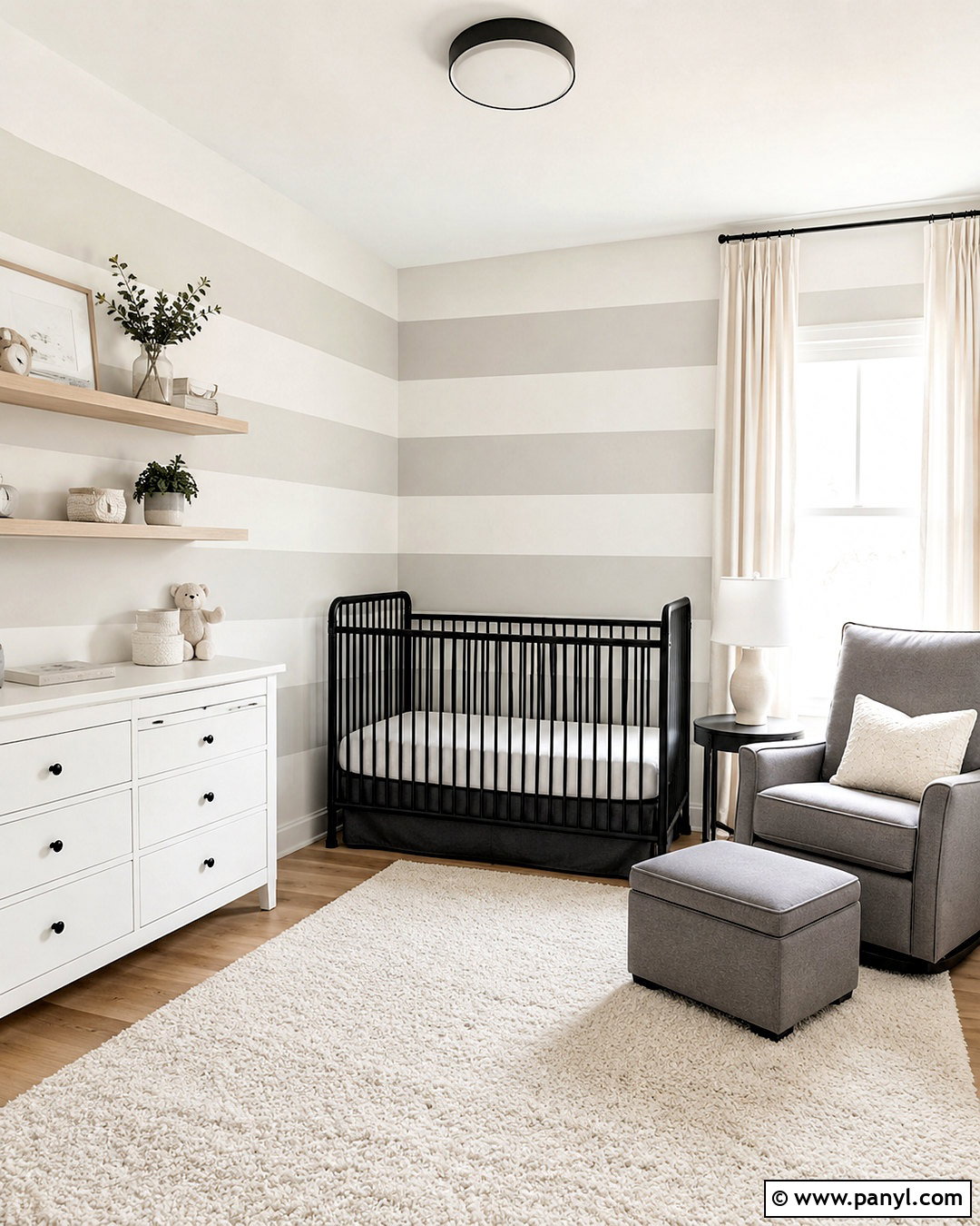Monochrome Nursery With Striped Walls - 20 monochrome nursery ideas