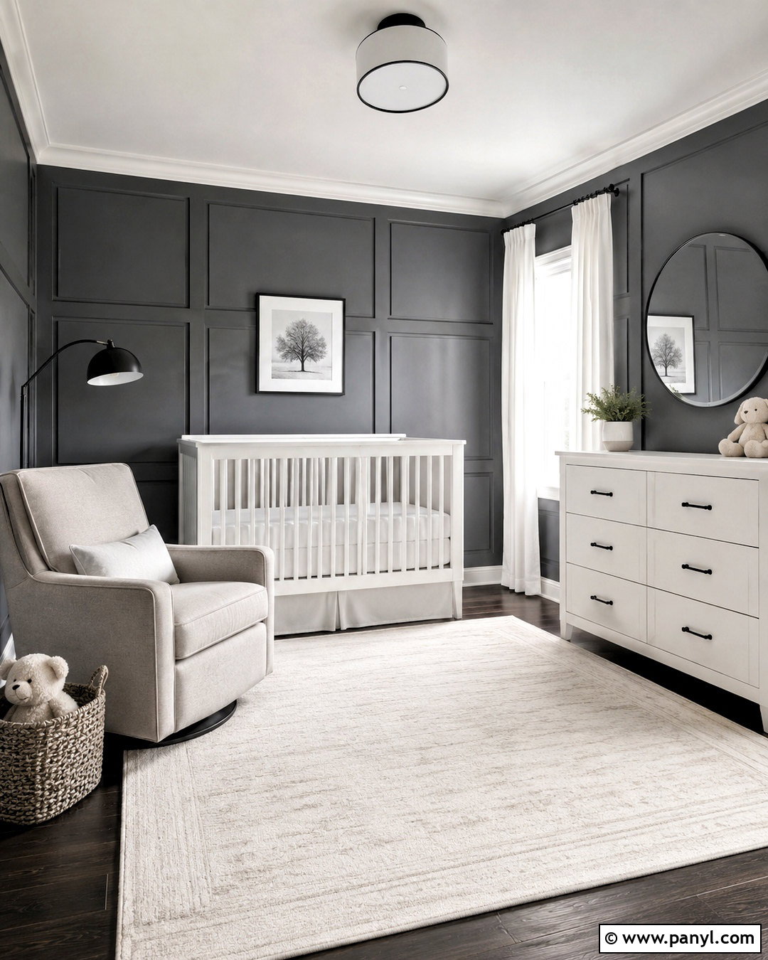 Monochrome Nursery With Wall Paneling - 20 monochrome nursery ideas