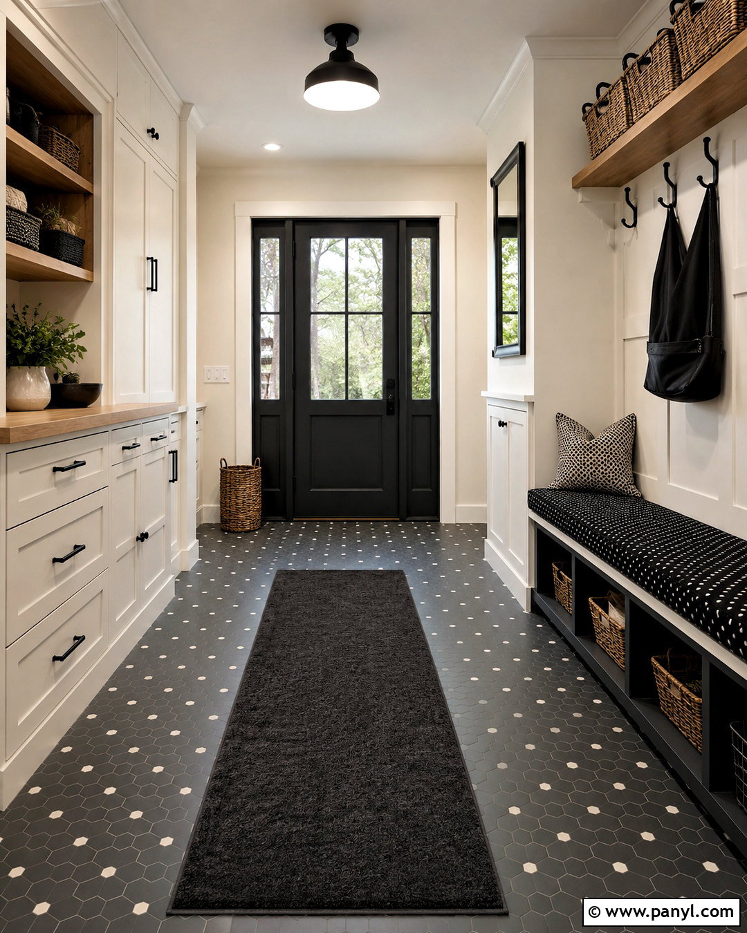 Monochrome Polka Dot Mudroom - 20 polka dot pattern design ideas