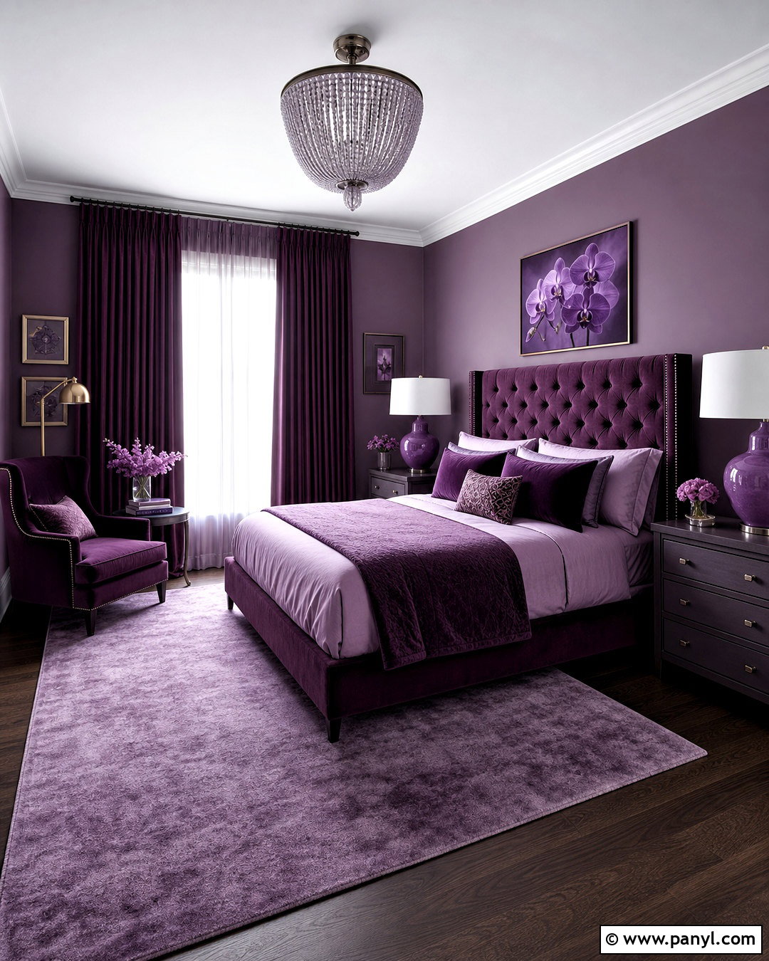 Monochrome Purple Bedroom - 20 purple bedroom aesthetic ideas