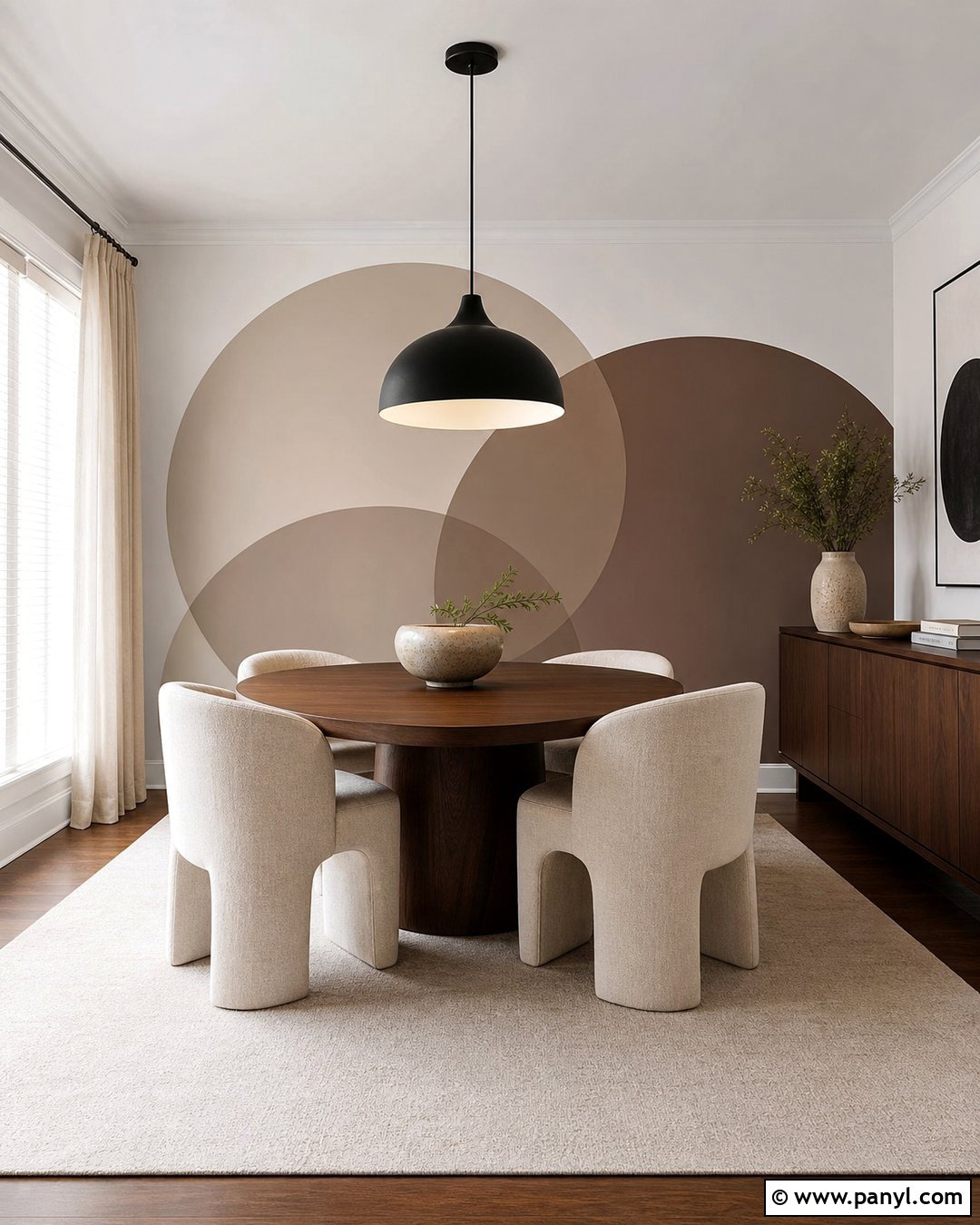 Monochrome Round Accent Wall - 20 Round Accent Wall Paint Ideas