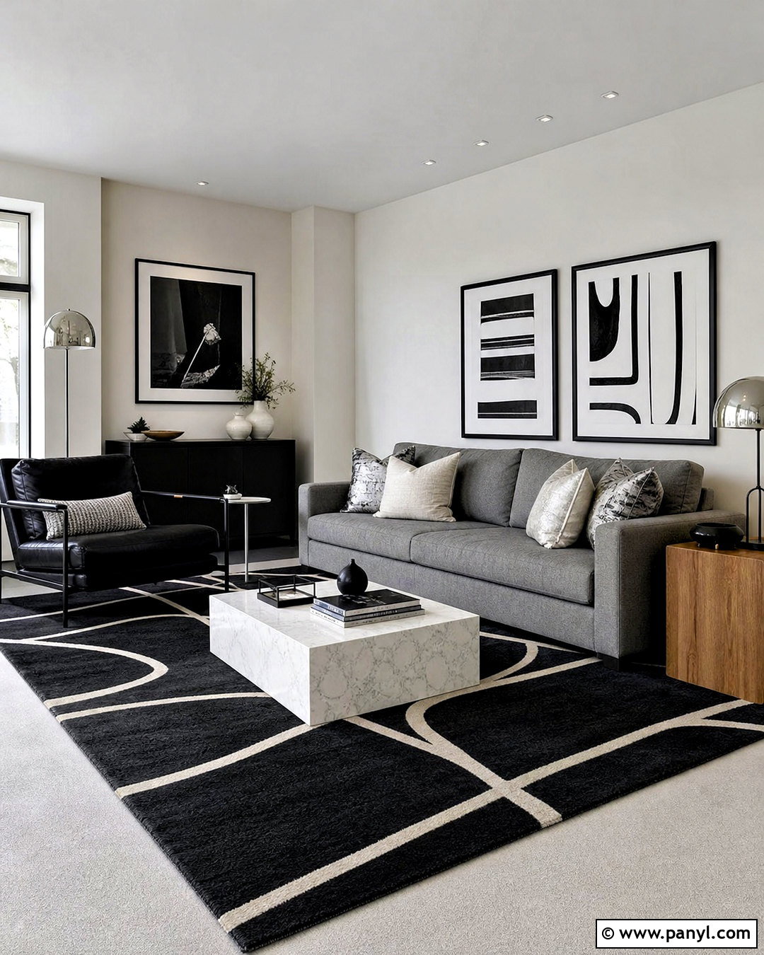 Monochrome Rug On Grey Carpet - 20 rug on grey carpet ideas