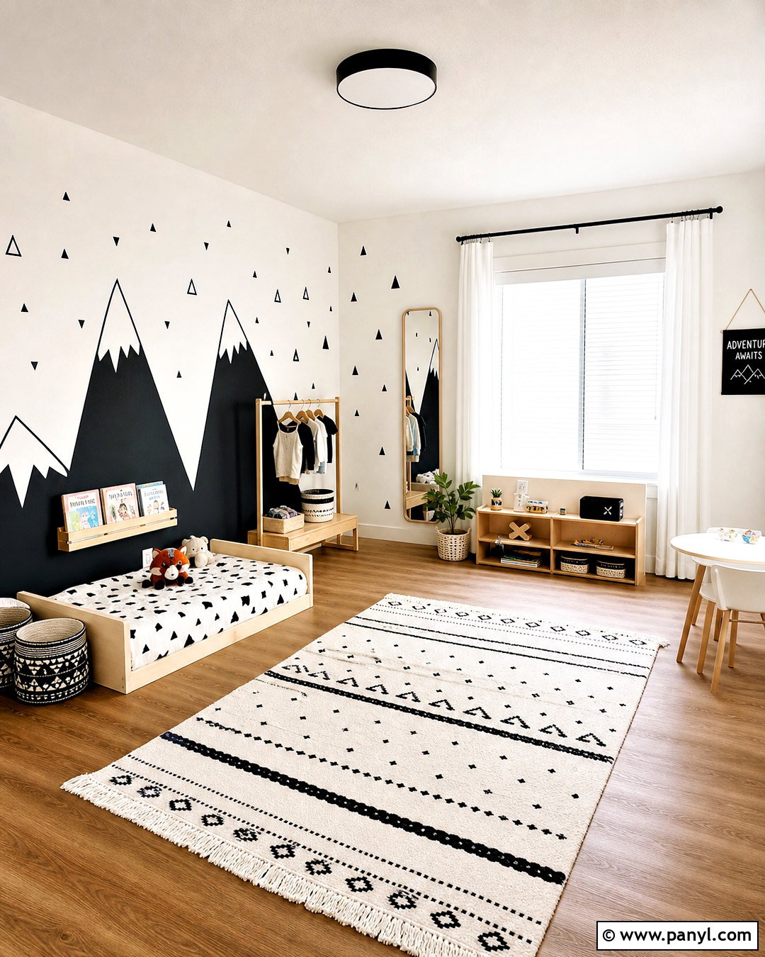Montessori Black and White Toddler Room - 20 black and white kids room ideas