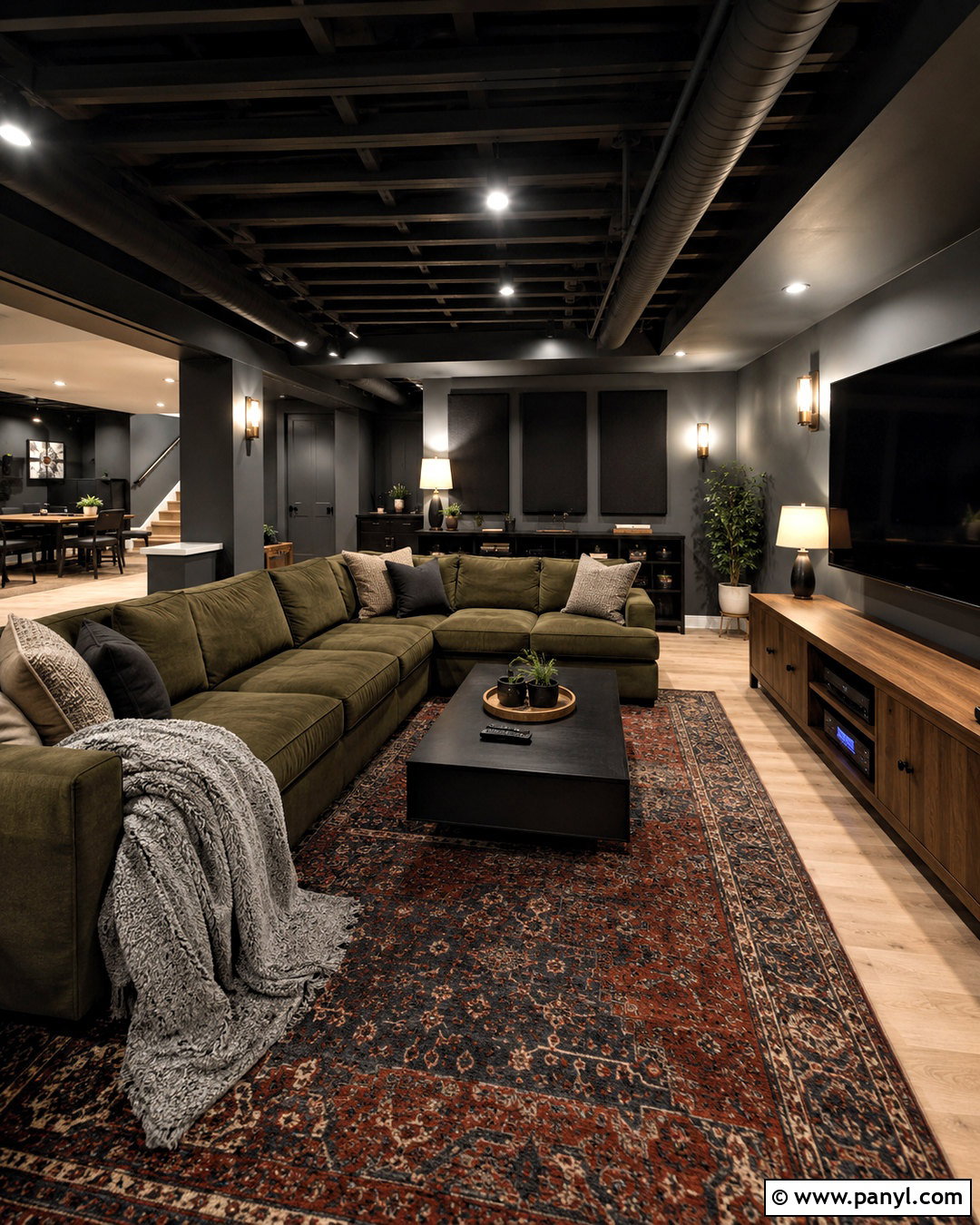 Moody Basement Lounge - 20 dark moody interior design ideas