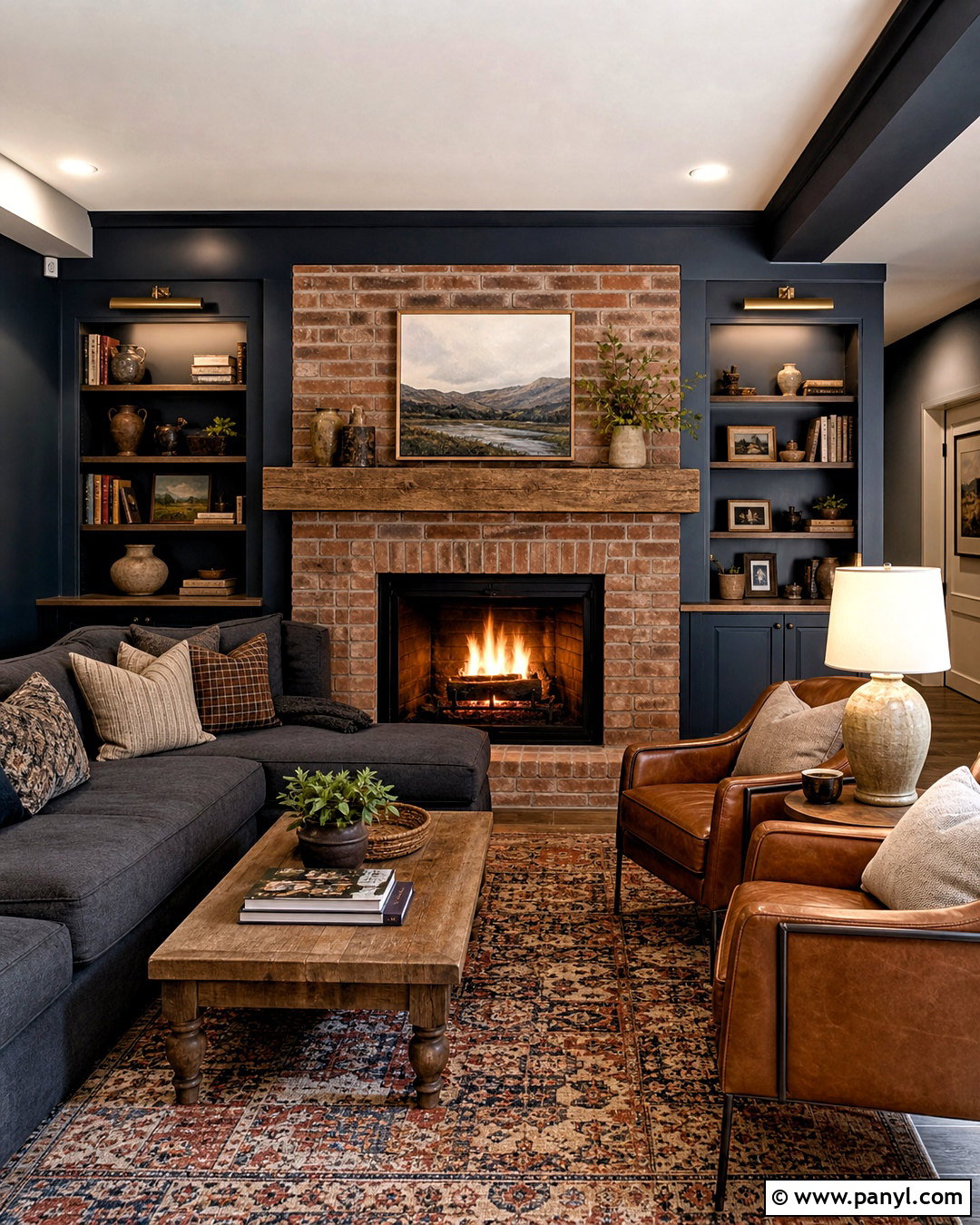 Moody Basement With Brick Fireplace - 20 moody basement ideas