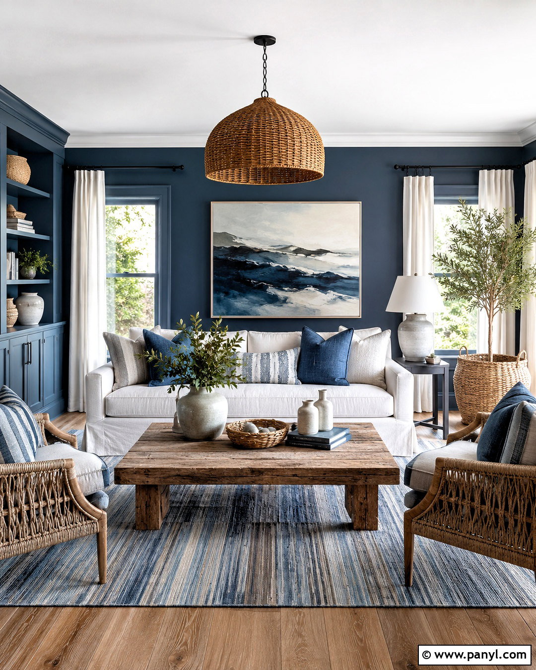 Moody Blue Coastal Living Room - 20 moody blue living room ideas