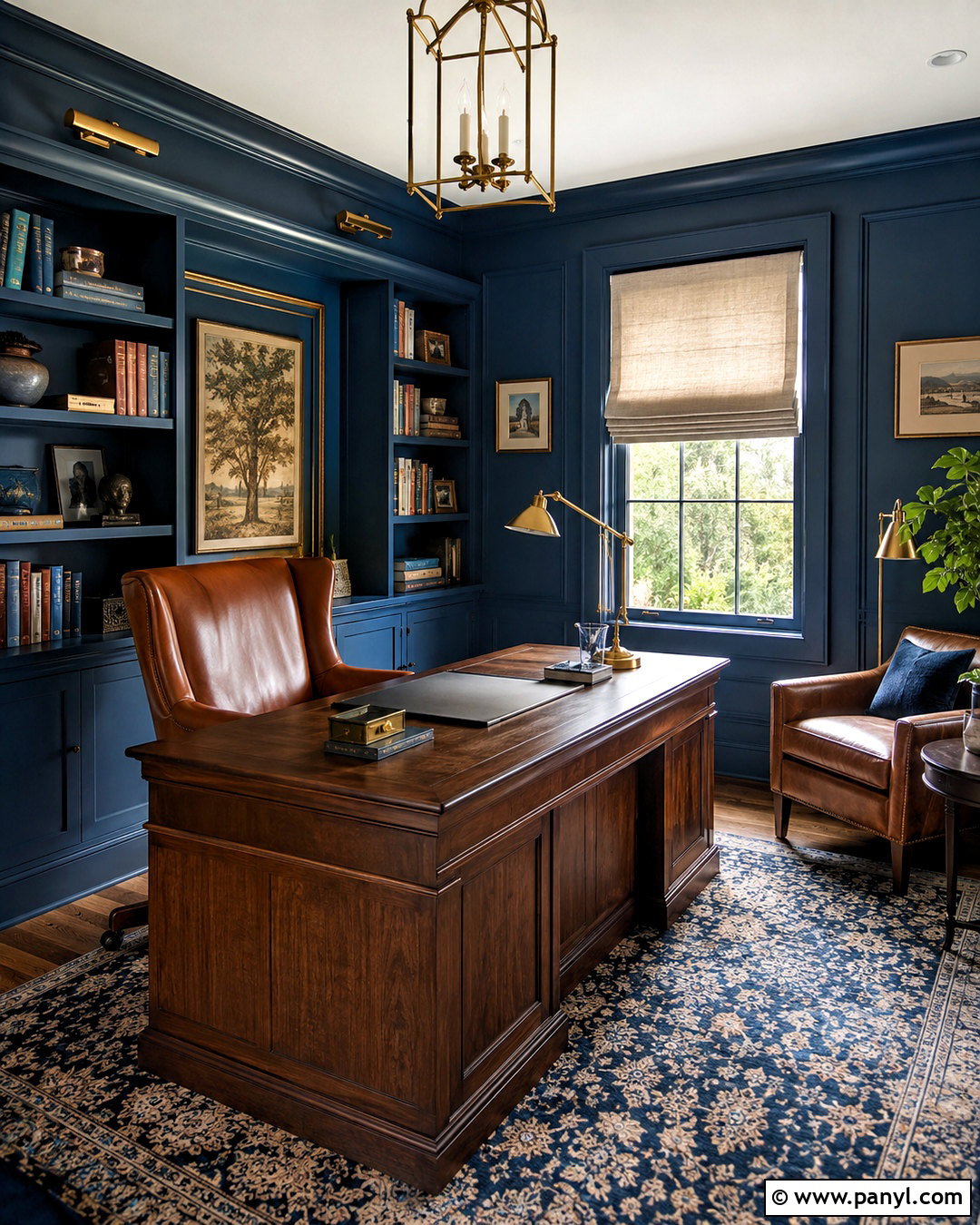 Moody Blue Home Office - 20 moody rooms inspiration ideas