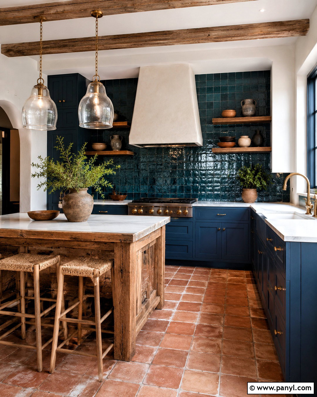 Moody Blue Kitchen With Zellige Tile - 20 moody blue kitchen ideas