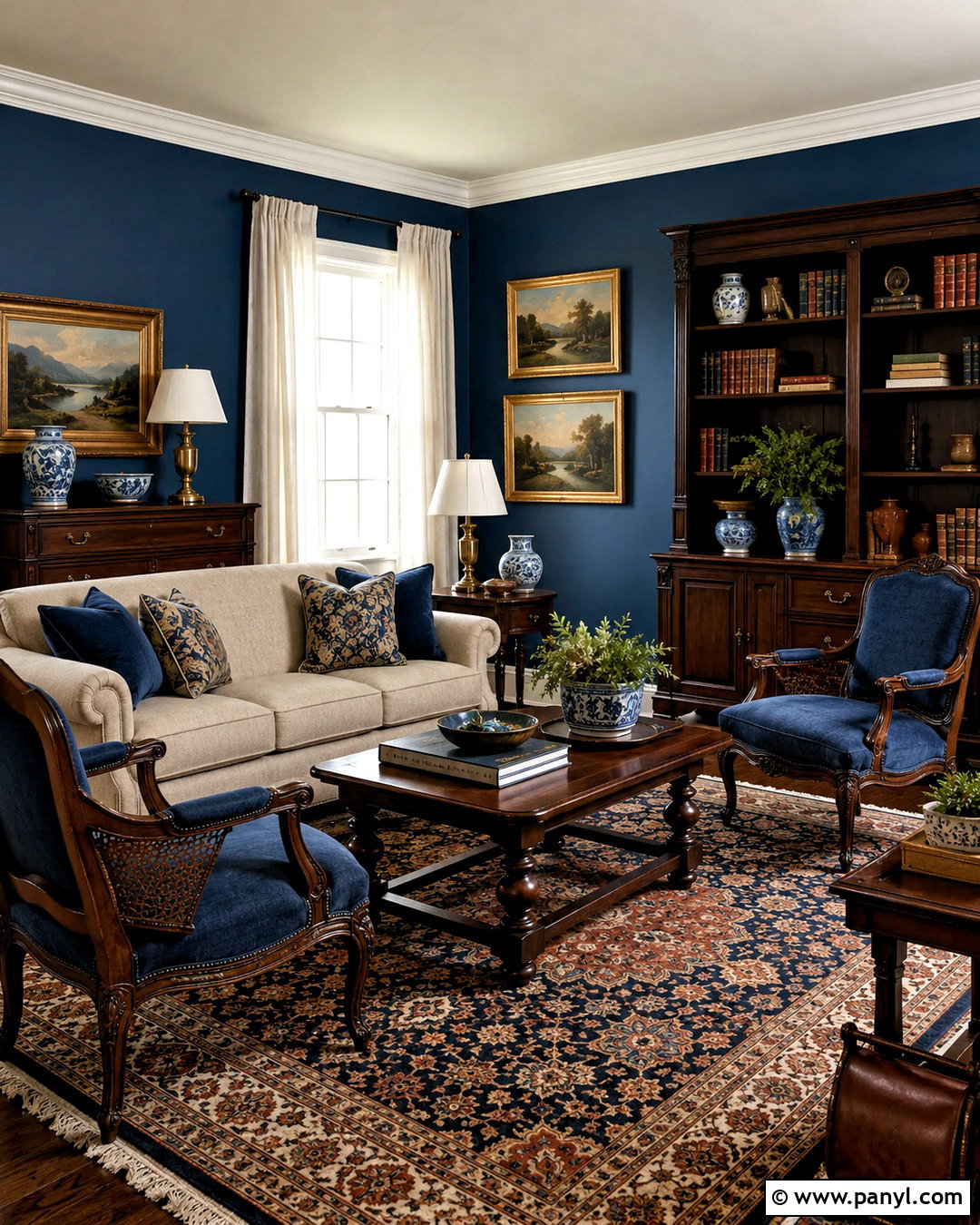 Moody Blue Living Room With Dark Wood - 20 moody blue living room ideas