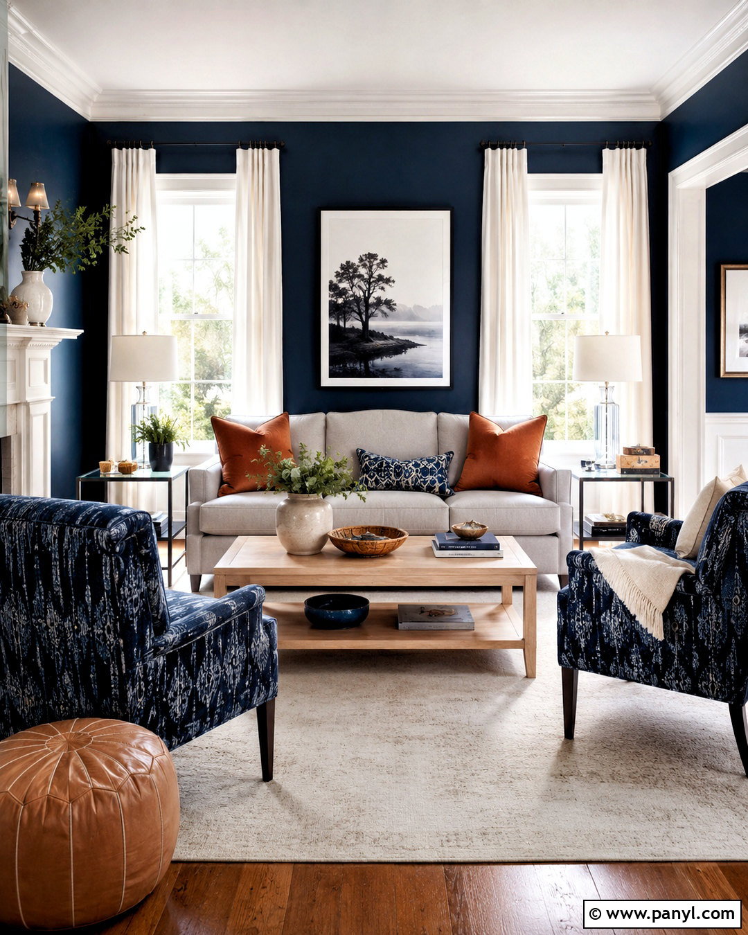 Moody Blue Living Room With White Trim - 20 moody blue living room ideas