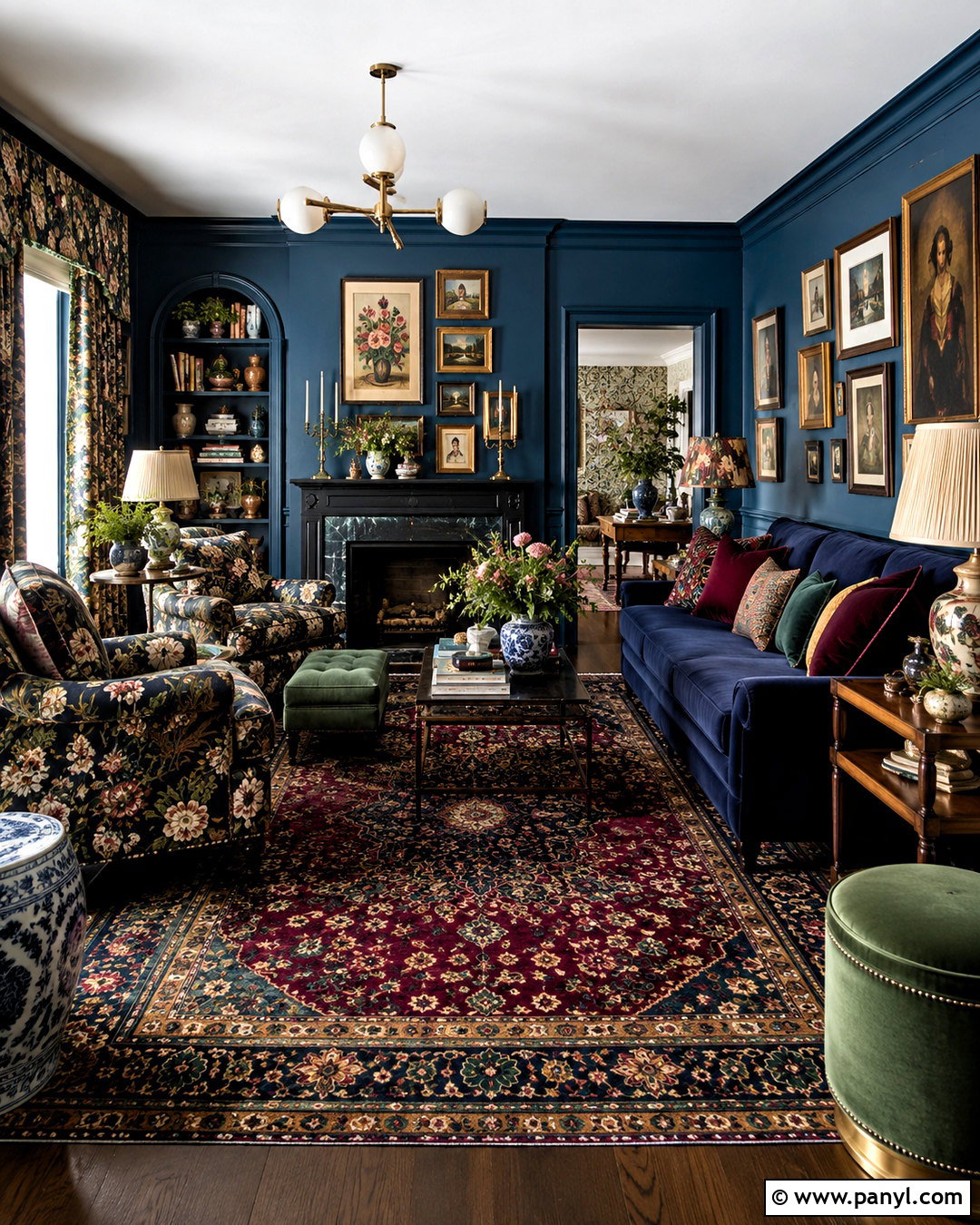 Moody Blue Maximalist Living Room - 20 moody blue living room ideas