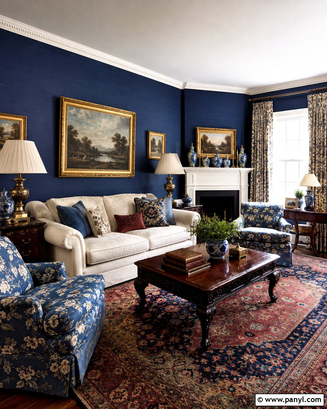 Moody Blue Traditional Living Room - 20 moody blue living room ideas