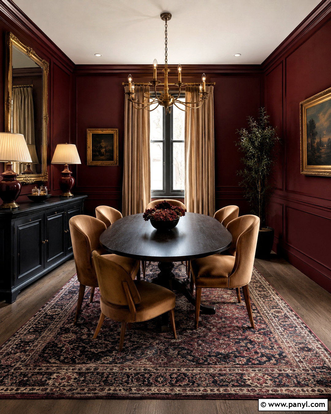 Moody Burgundy Dining Room - 20 moody rooms inspiration ideas