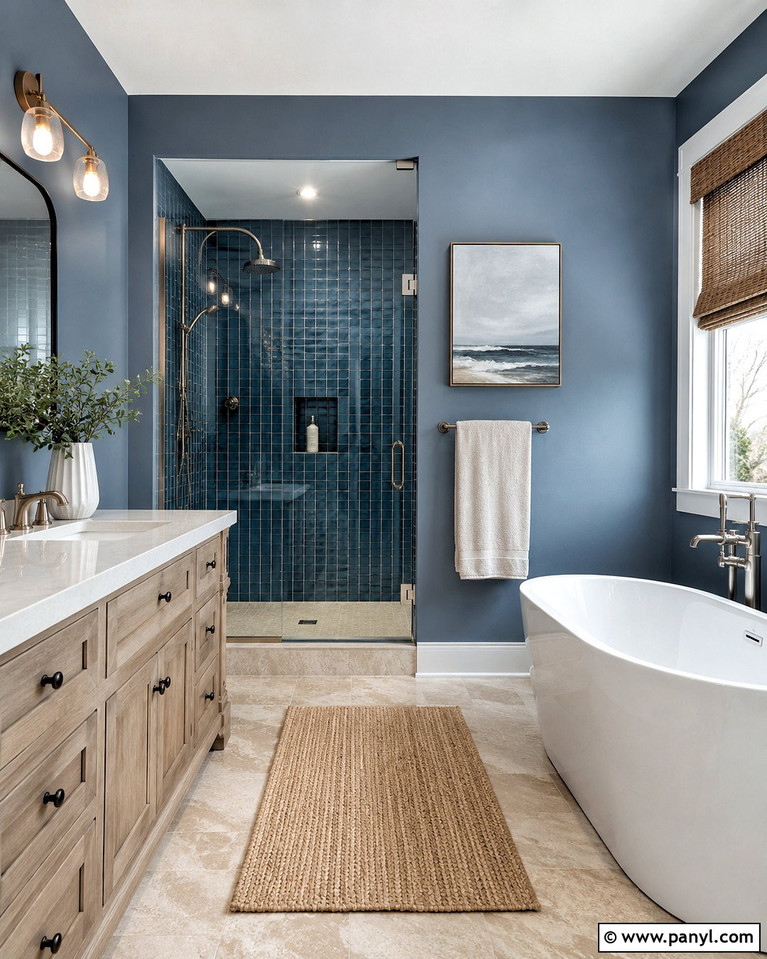 Moody Coastal Blue Bathroom - 20 moody blue bathroom ideas