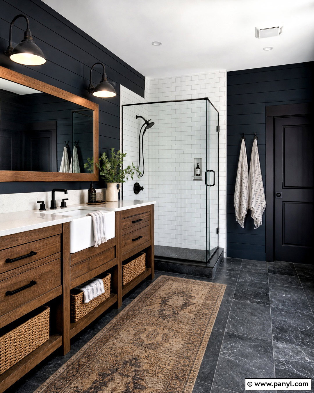 Moody Farmhouse Bathroom - 20 dark moody bathroom ideas