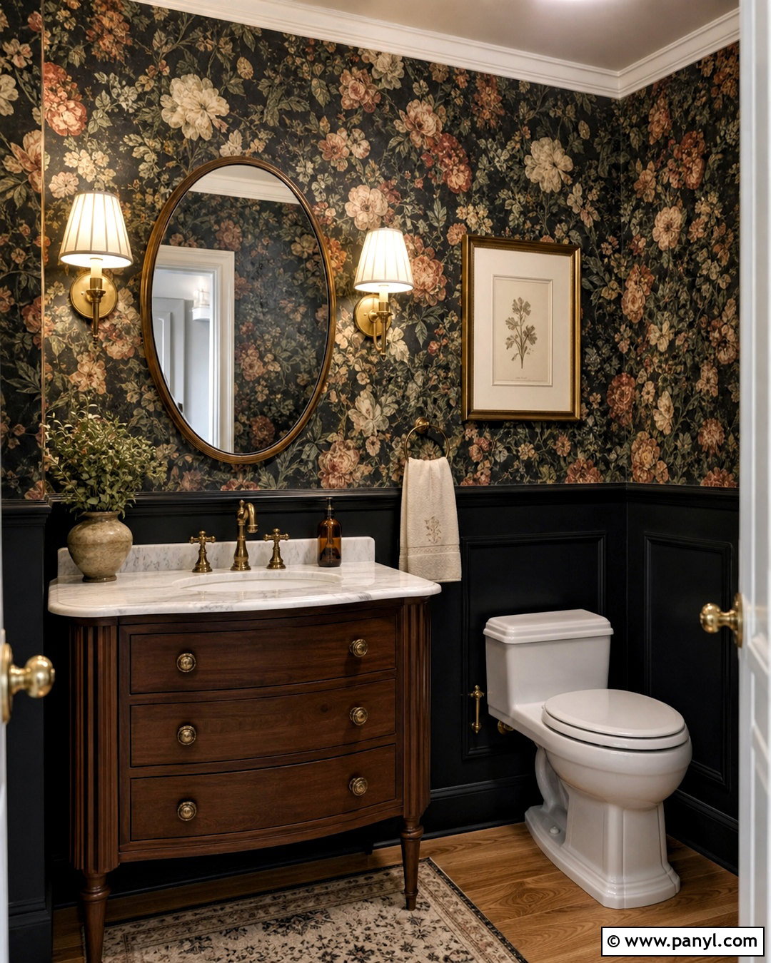Moody Floral Small Bathroom - 20 small moody bathroom ideas