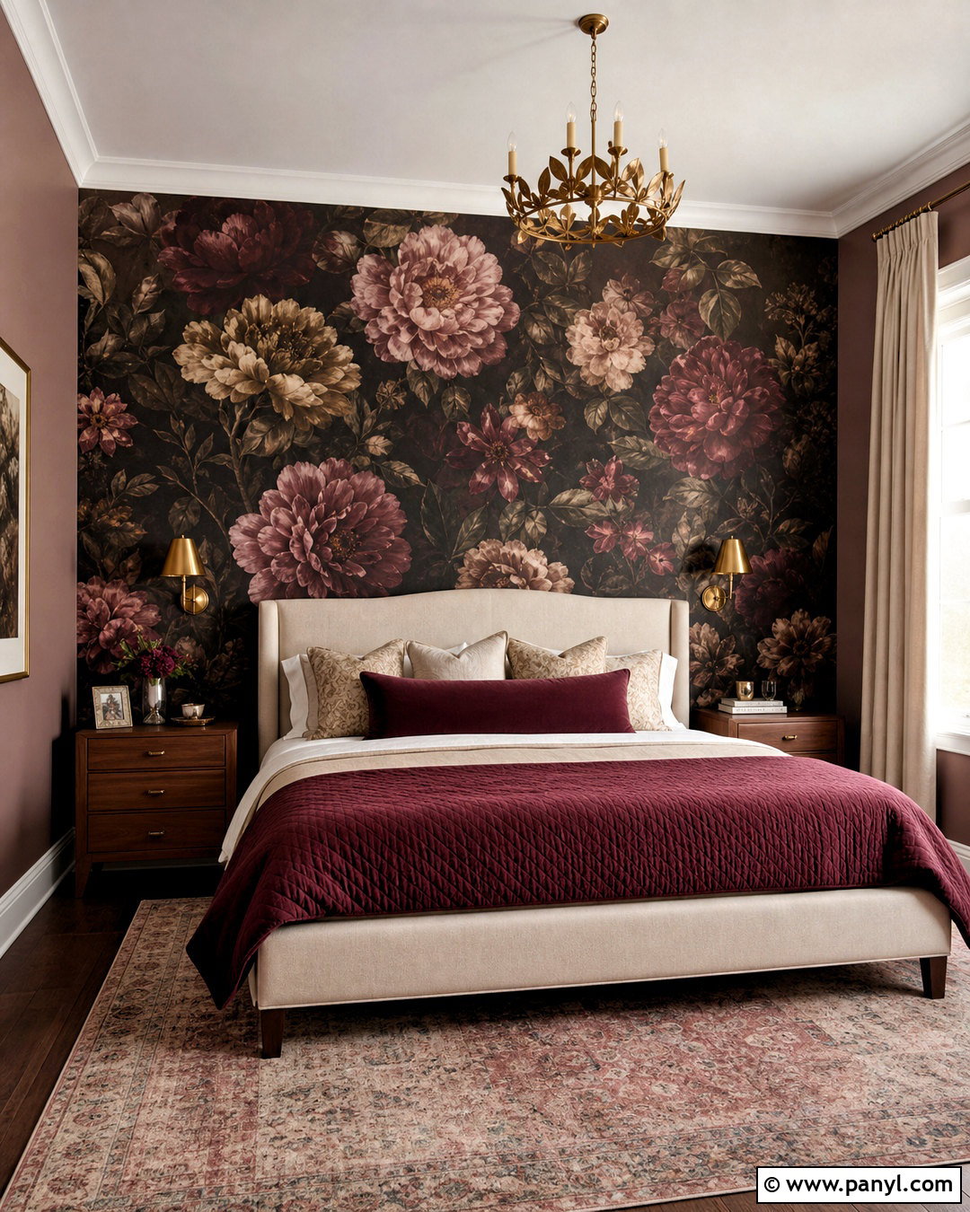 Moody Floral Wallpaper Bedroom Accent Wall - 20 moody accent wall ideas