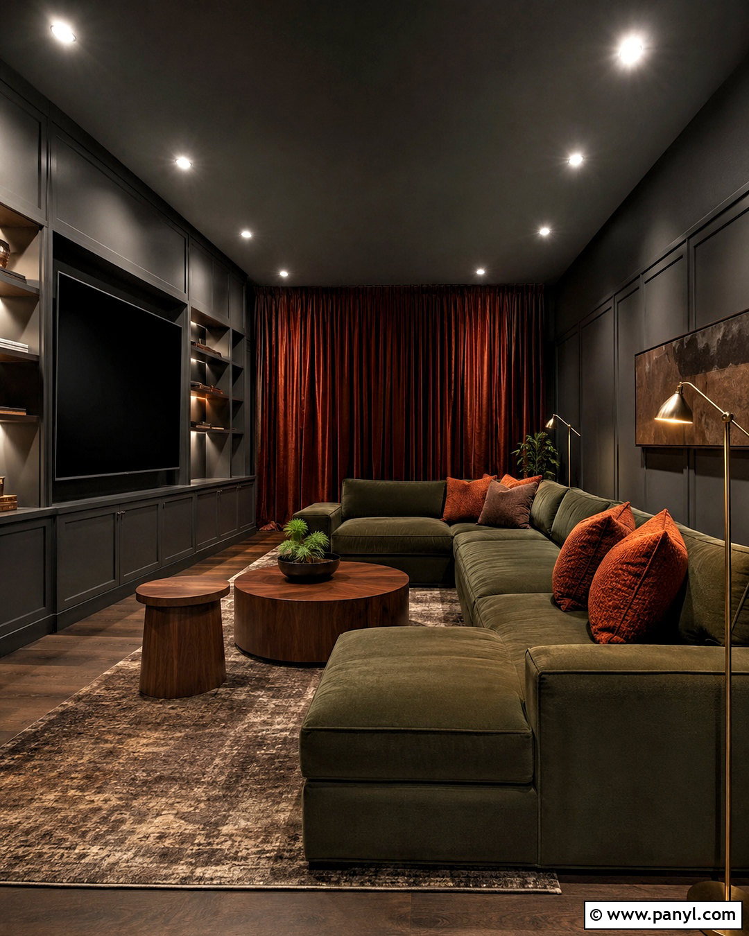 Moody Graphite Media Room - 20 moody color palette home ideas