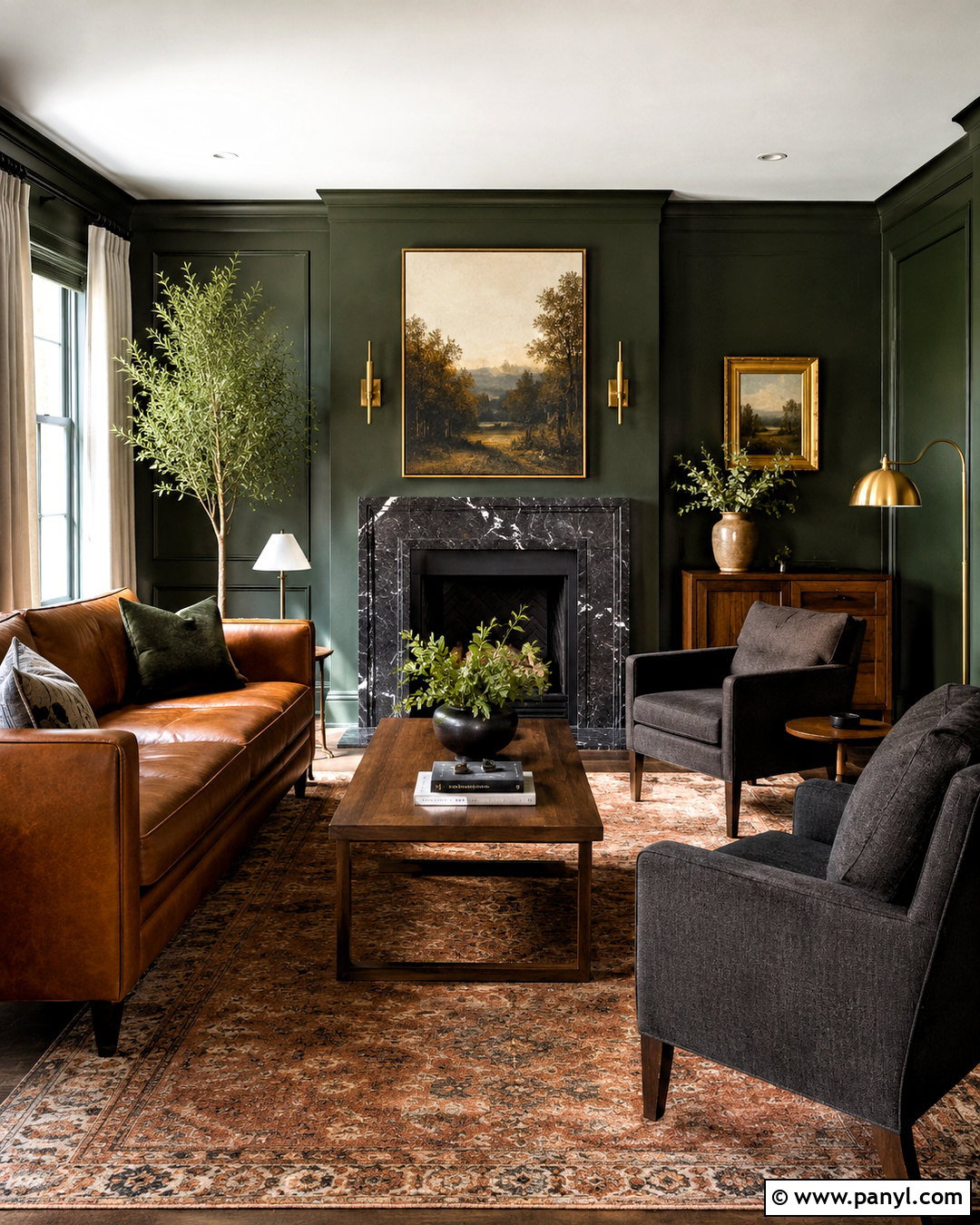 Moody Green Living Room - 20 moody rooms inspiration ideas